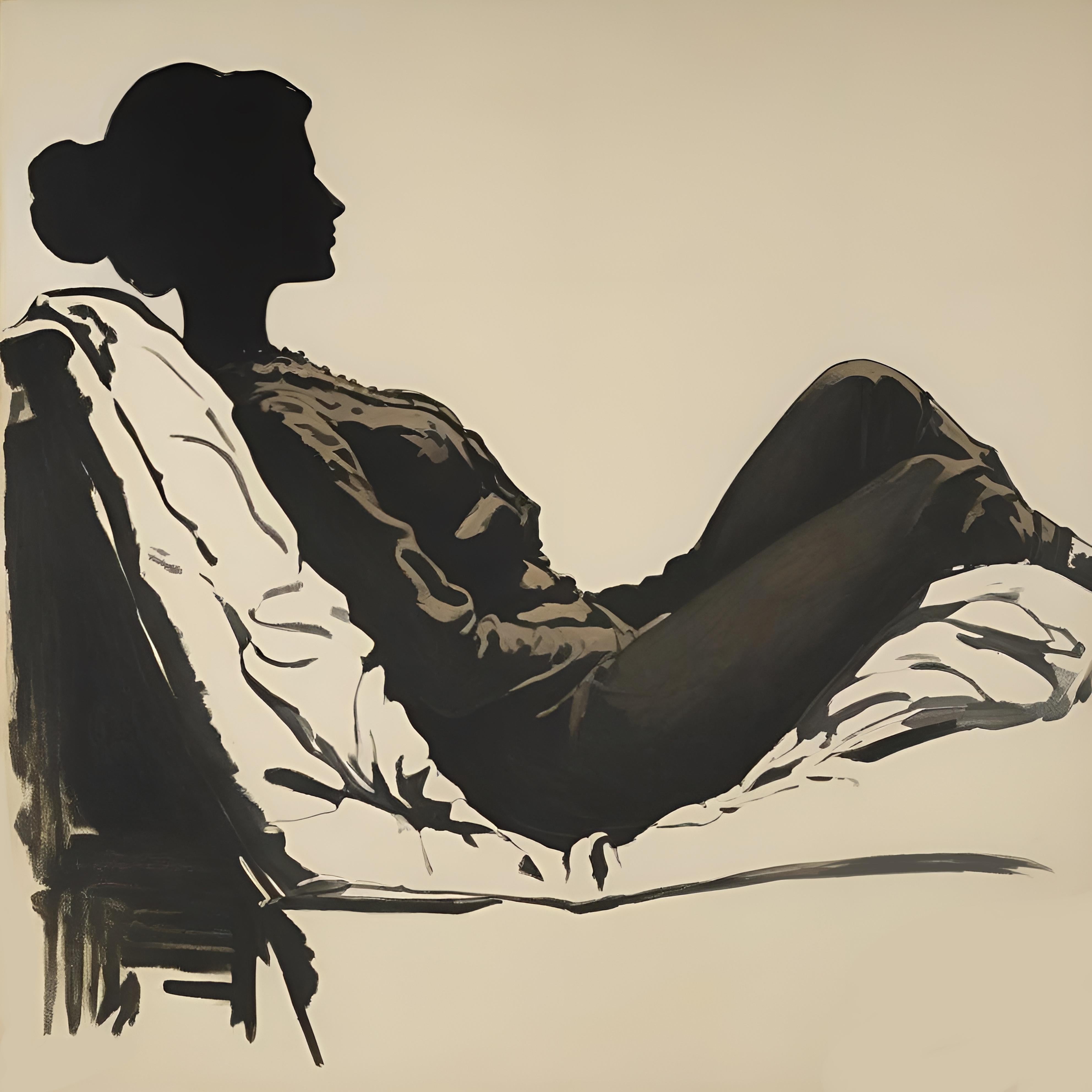 Nina Tsoriti Still-Life Print - Lying woman , 60x60, print on canvas