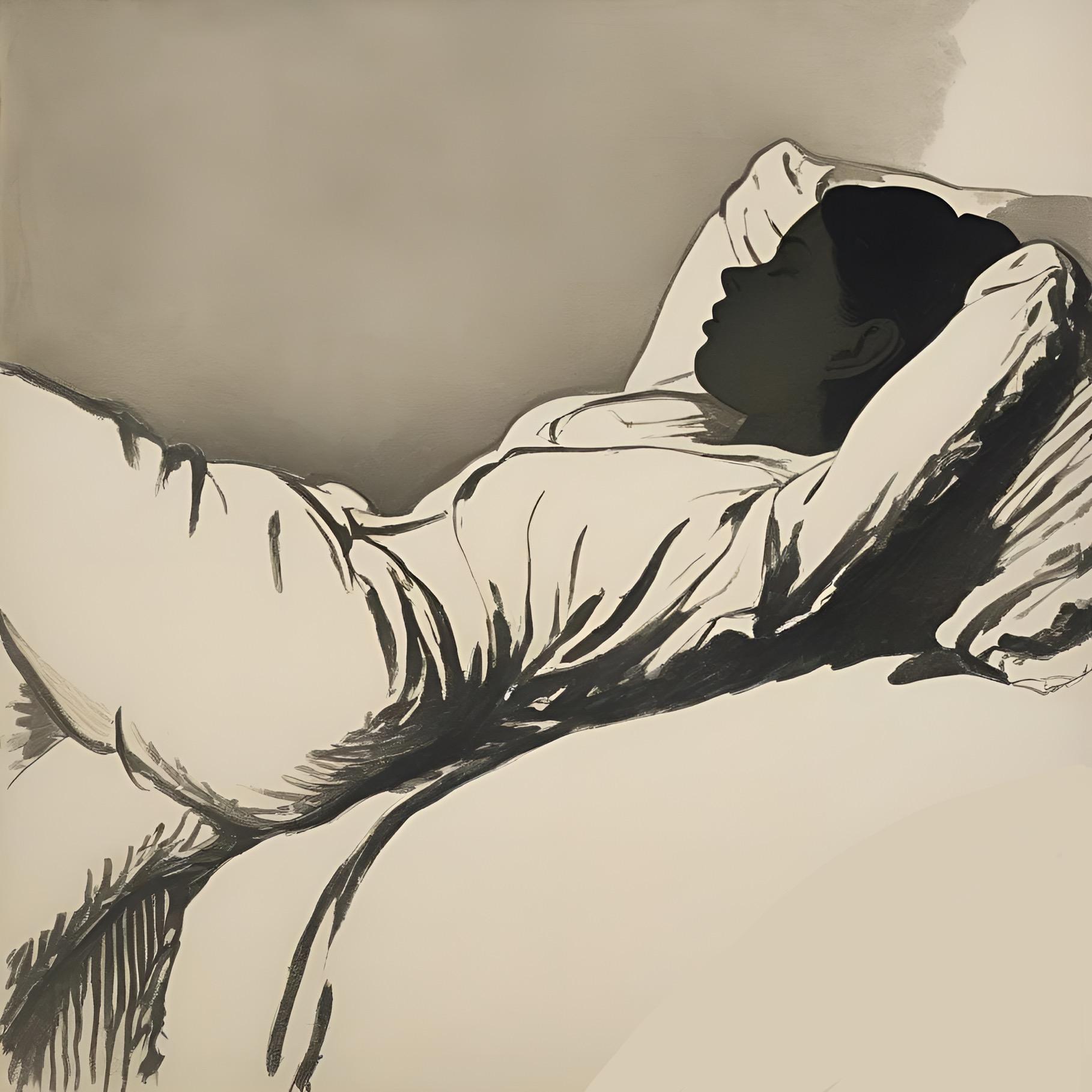 Nina Tsoriti Still-Life Print - Lying woman , 60x60, print on canvas