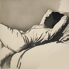 Femme allongée, 60 x 60, impression sur toile