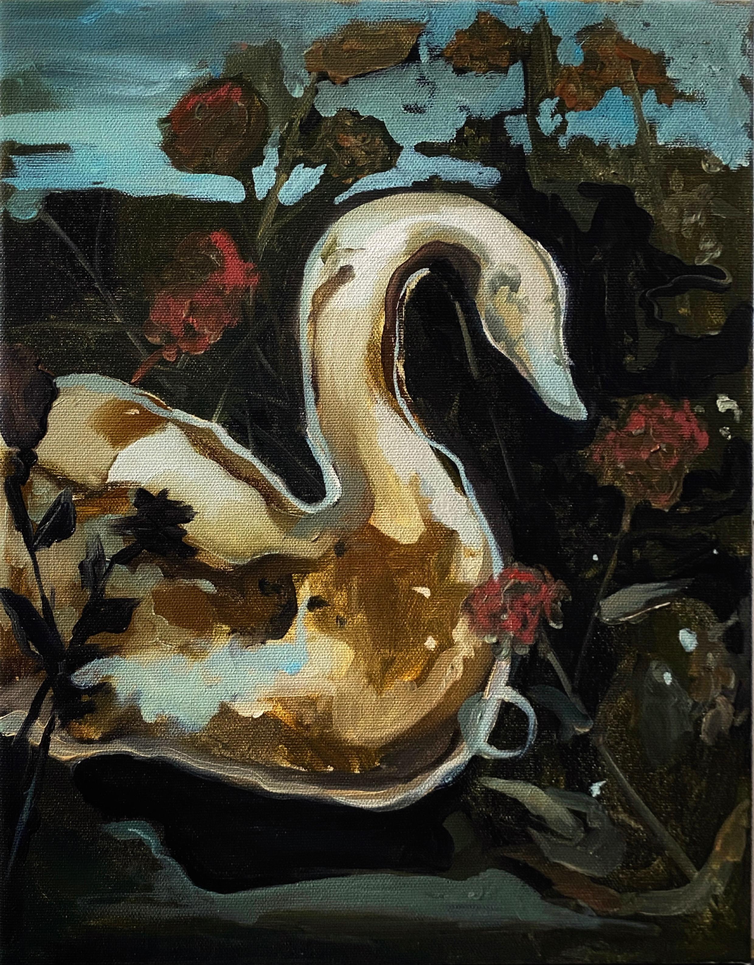 White Swan, 50x40cm - Art by Ekaterina Nikitina