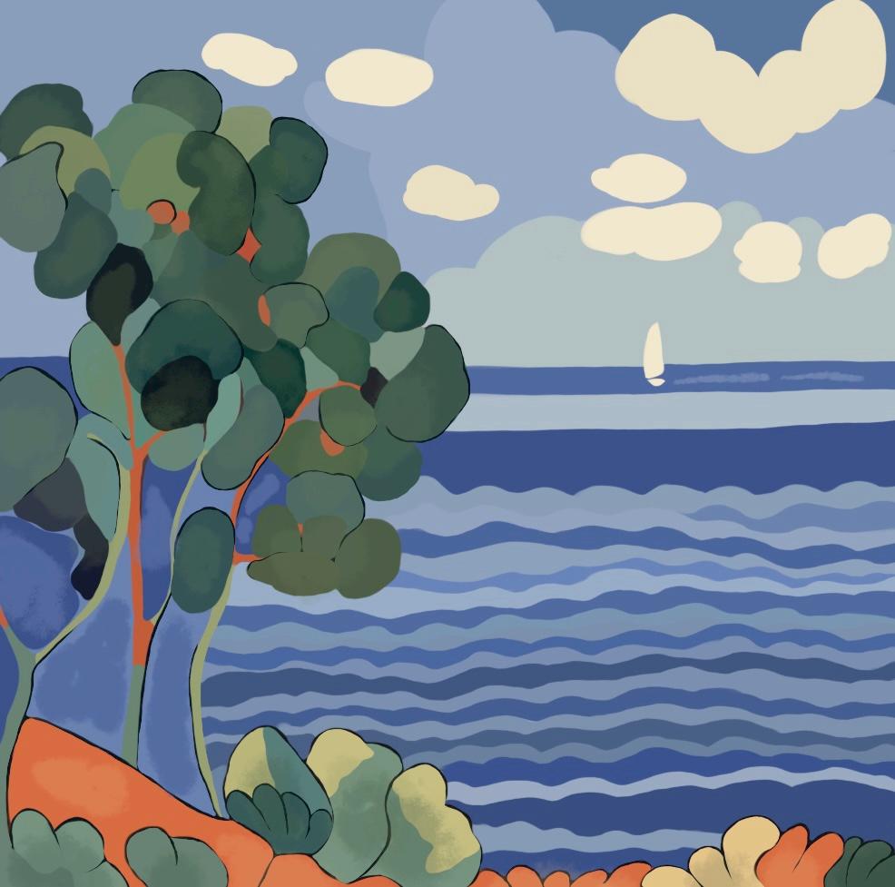 Seascape , 70x70cm, print on canvas - Art by Nina Tsoriti