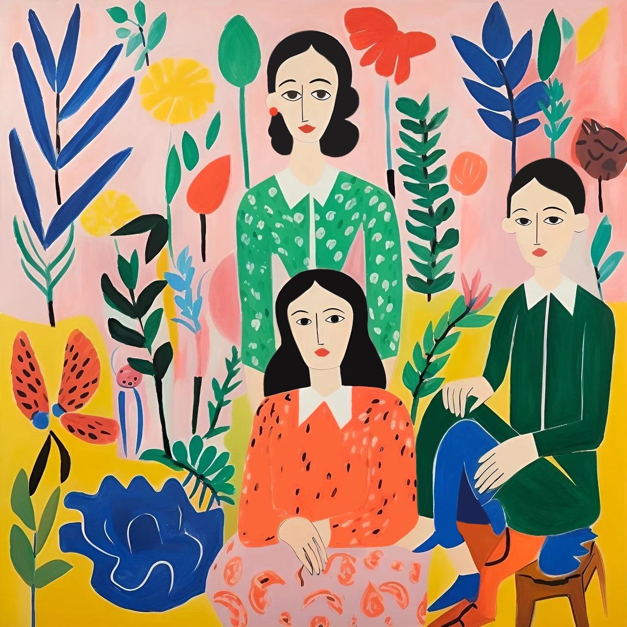 series of prints "Family" , 70x70cm, print on canvas - Art by Nina Tsoriti