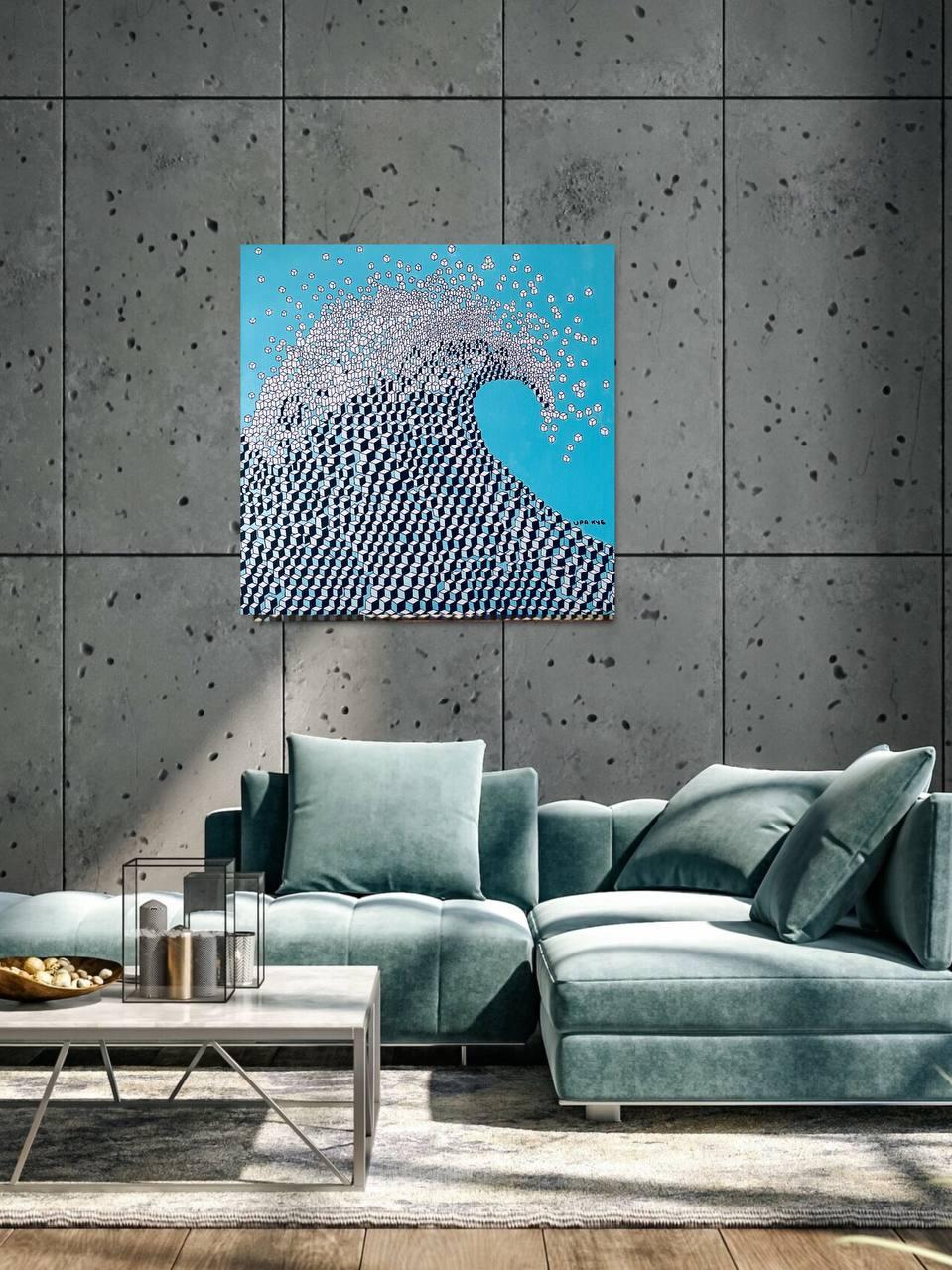 Wave, 80x80cm - Painting by Ira Kub