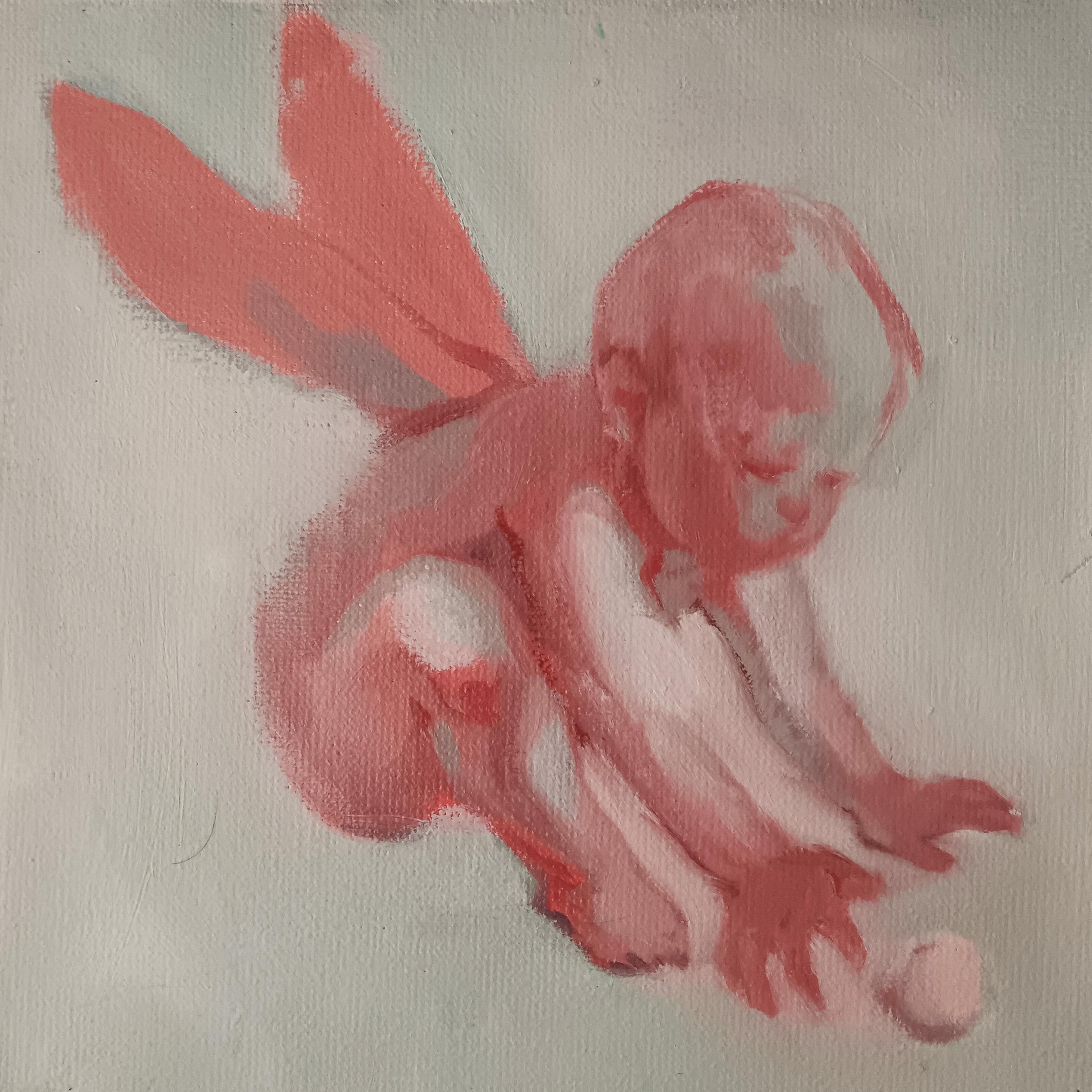 Bee, 20x20cm, oil/canvas - Painting by Polina Surovova