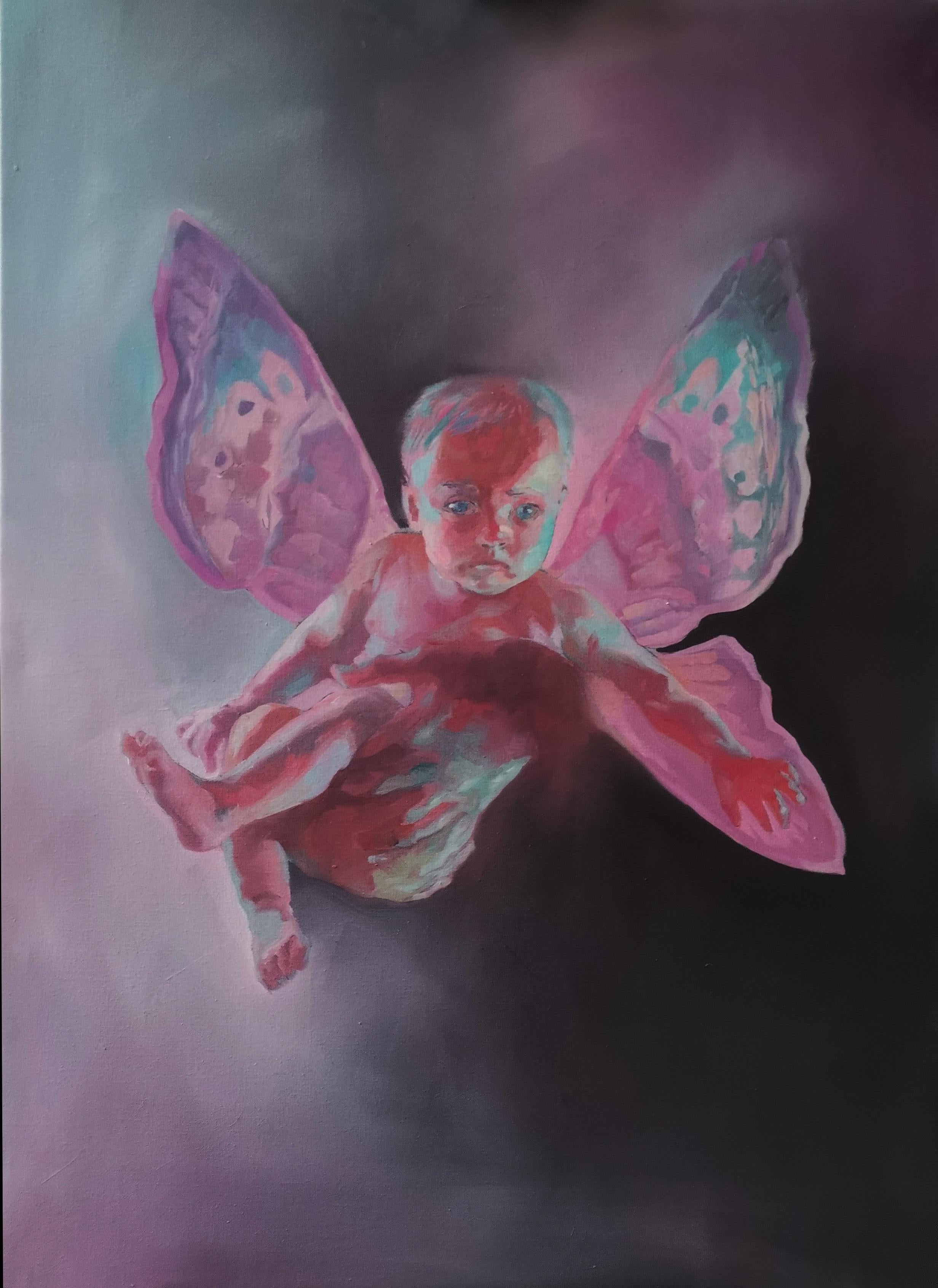Butterfly, 80x110cm, oil/canvas - Painting by Polina Surovova