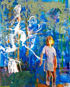 "A game. Catch-up" canvas/mixed media, silkscreen 150x120cm, oil/canvas