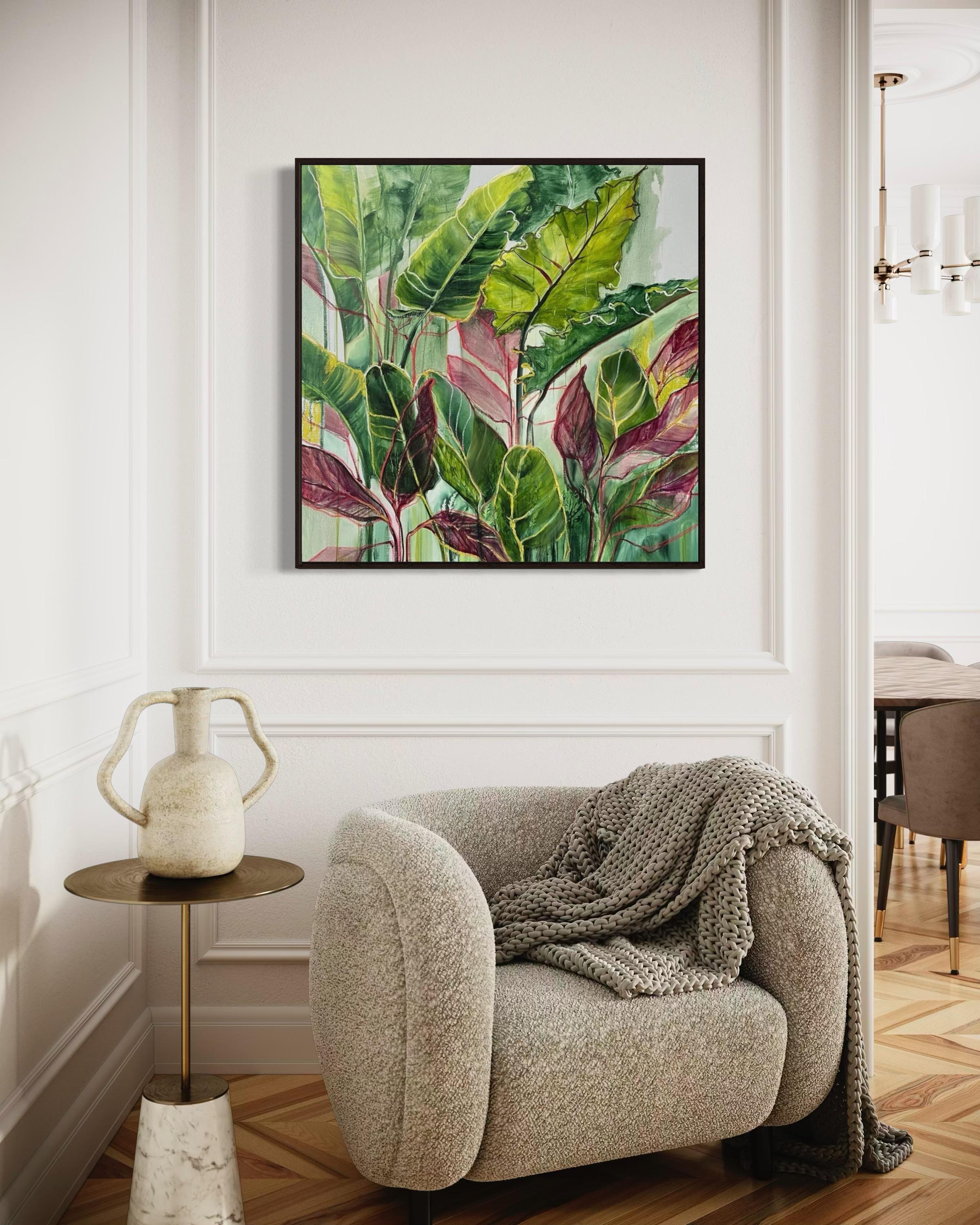

Mis cuadros son un reflejo de mi espacio interior, lo llamaré jardín. ¿Cómo es este jardín? Es un poco caótica, un poco brillante, un poco abstracta, un poco ordenada, un poco dramática.
Mi jardín interior se convierte en exterior gracias a las