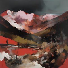 Tramonto in montagna, 80x80cm, stampa su tela