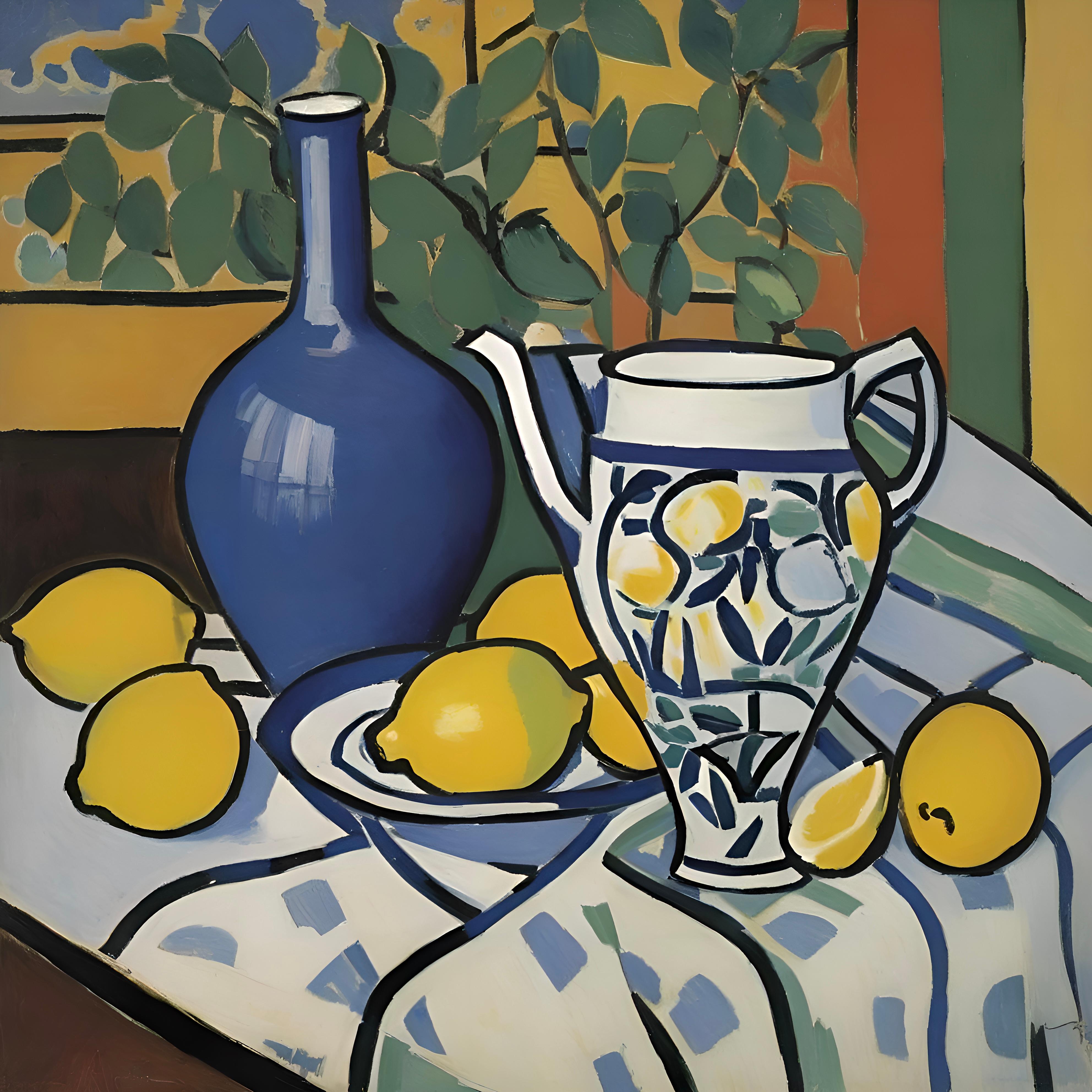 Still life with lemon , 70x70cm, print on canvas