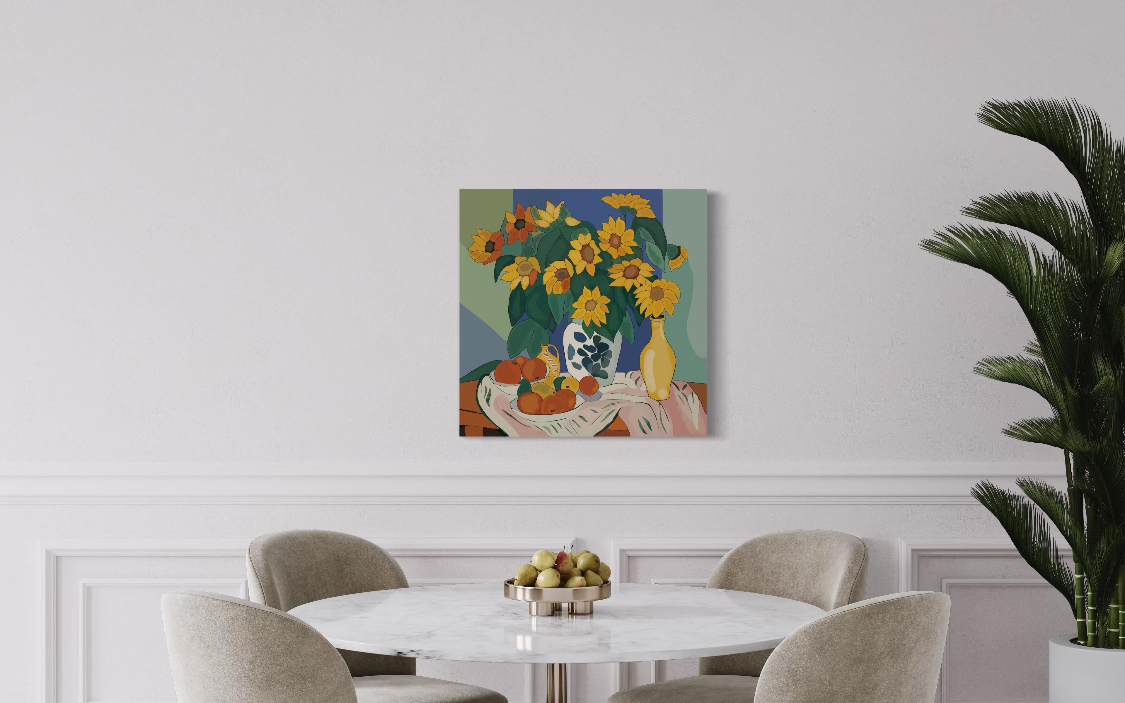 Natura morta con girasoli, 70x70cm, stampa su tela. Edizione 20 pezzi. in vendita 2