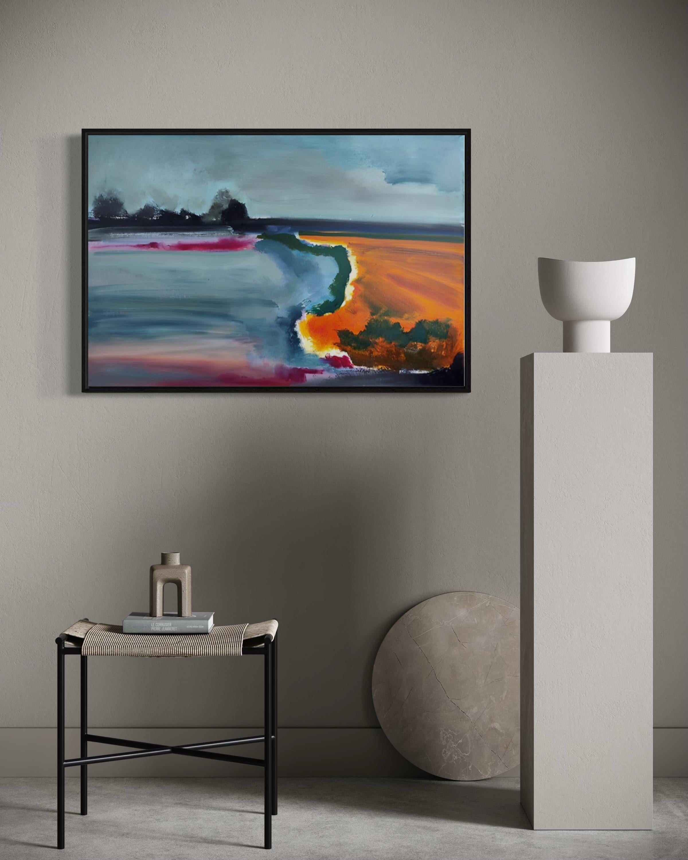Lago della sera, 60x90 cm, olio, tela in vendita 5