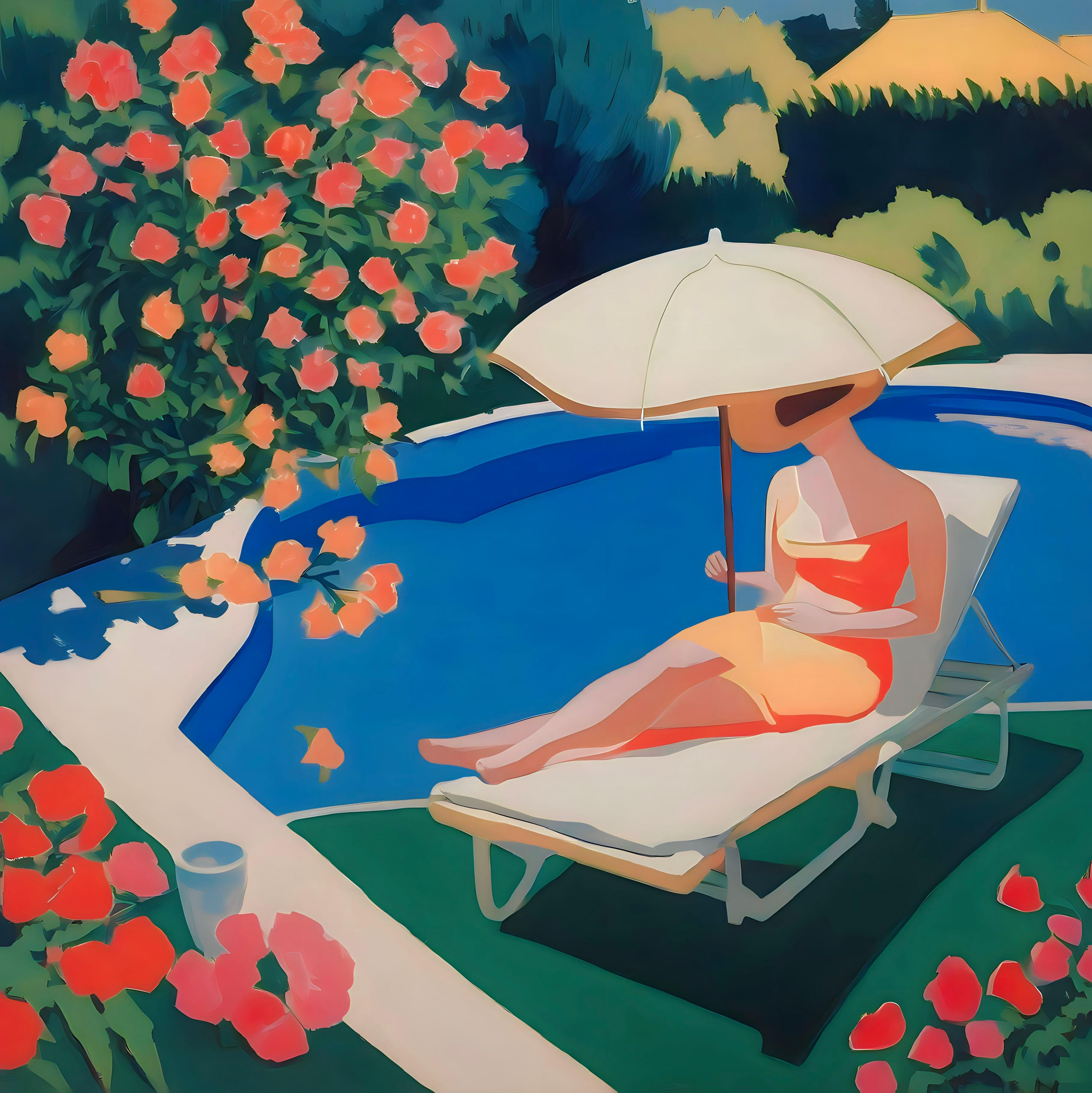 Tiempo de verano , 70x70cm, impresión sobre lienzo.Edición 20 uds. - Print de Nina Tsoriti