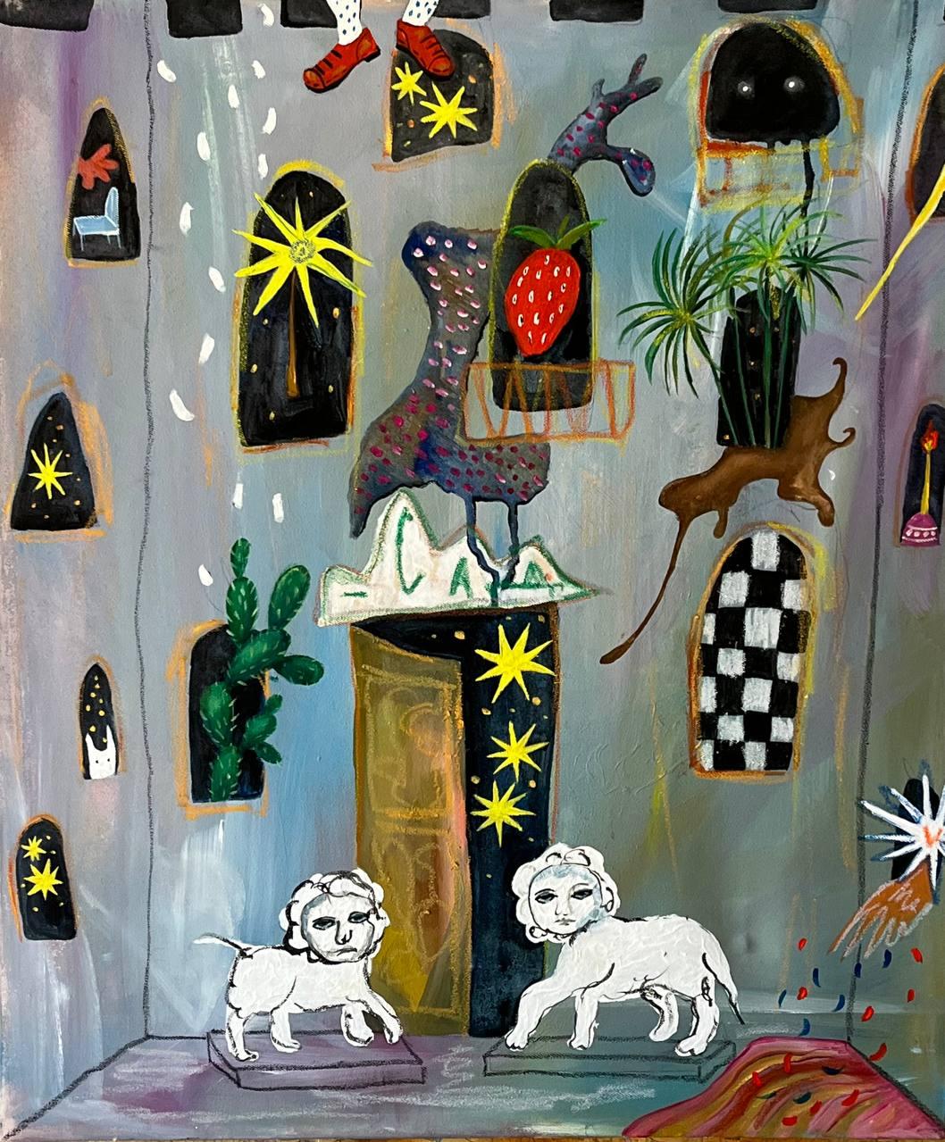 Invernadero, 70x60cm, lienzo, óleo, técnica mixta