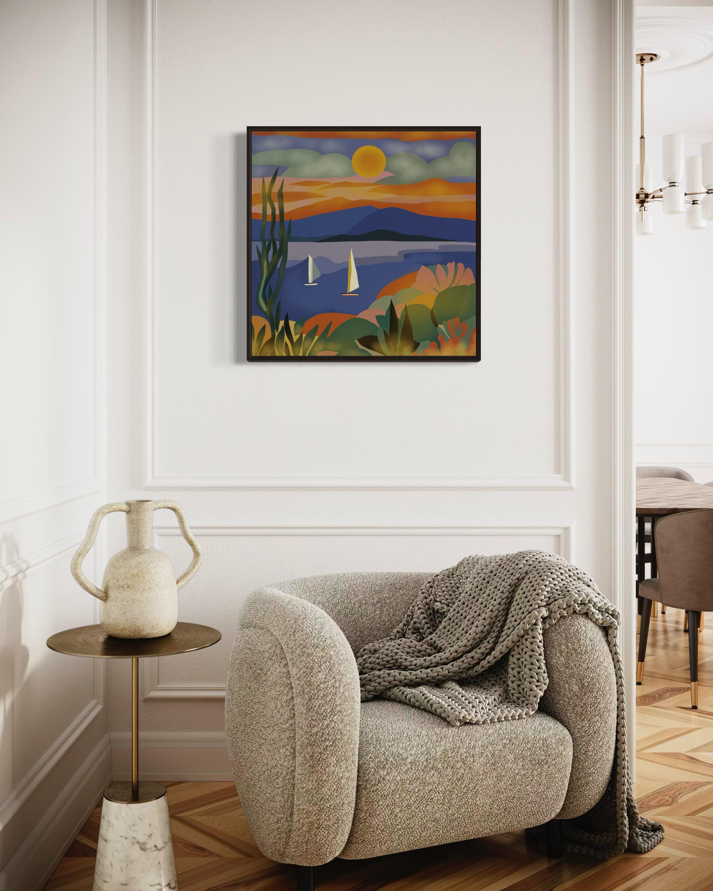 Paisaje marino , 70x70cm, impresión sobre lienzo.Edición 20 uds. - Print de Nina Tsoriti
