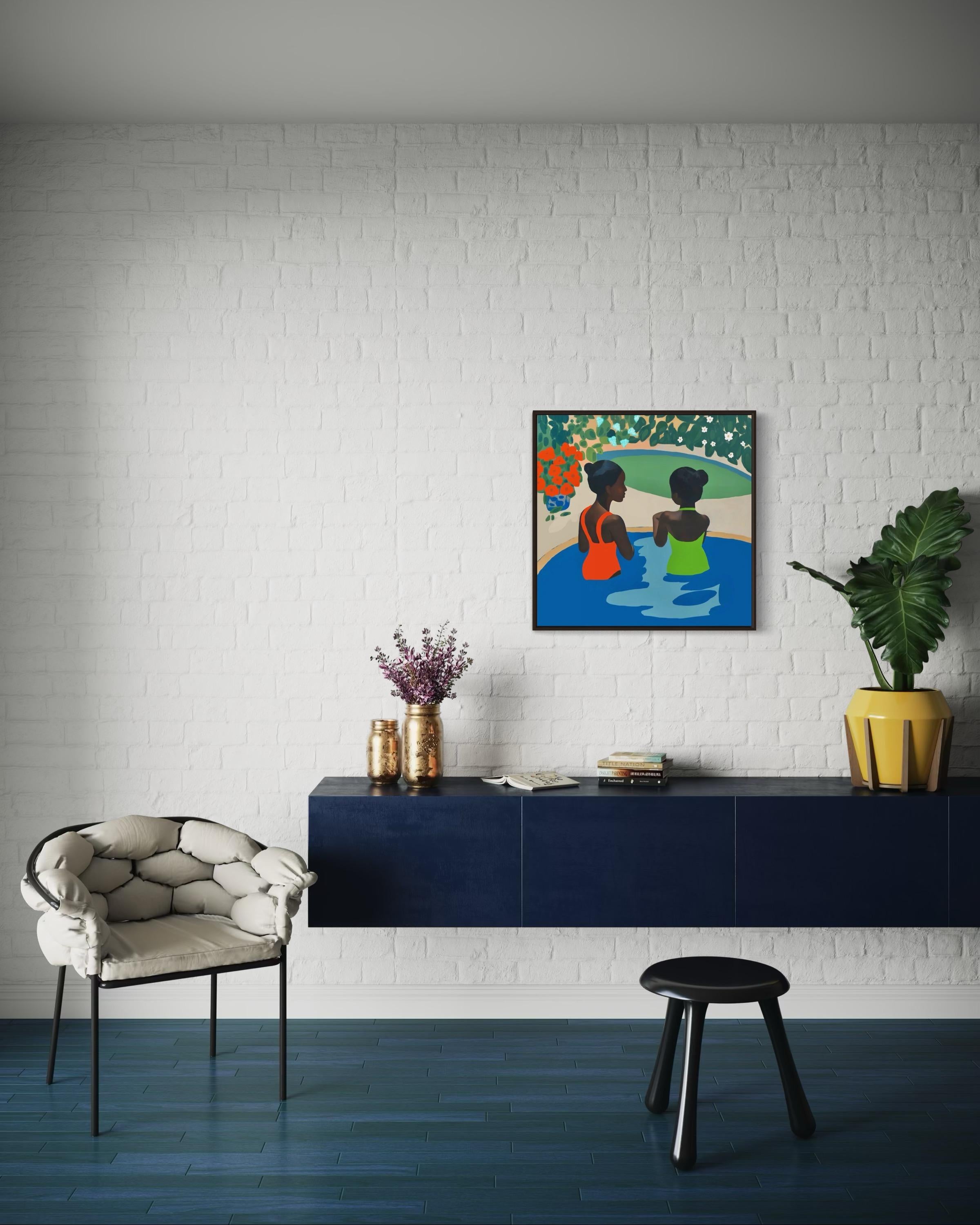 Schwesterhood , 70x70cm, Druck auf Leinwand. Auflage 20 Teile. (Blau), Still-Life Print, von Nina Tsoriti