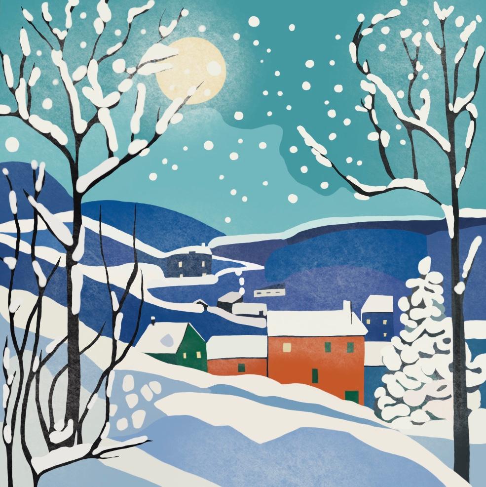 Sera di Natale, 70x70cm, stampa su tela. Edizione 20 pezzi. - Print di Nina Tsoriti