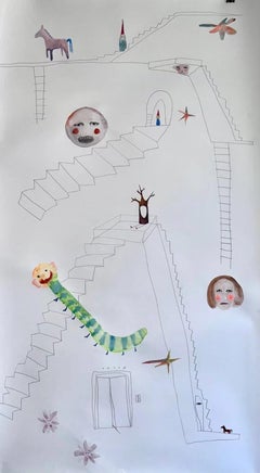 dream d'entrée, 150 x80 cm, aquarelle, papier, crayon