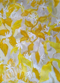 Hojas de limón, 100x70cm, acrílico/lienzo/pastel