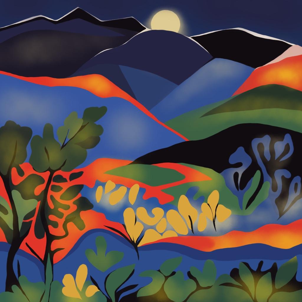 Nina Tsoriti Still-Life Print – Berglandschaft , 70x70cm, Druck auf Leinwand. Auflage 20 Teile.