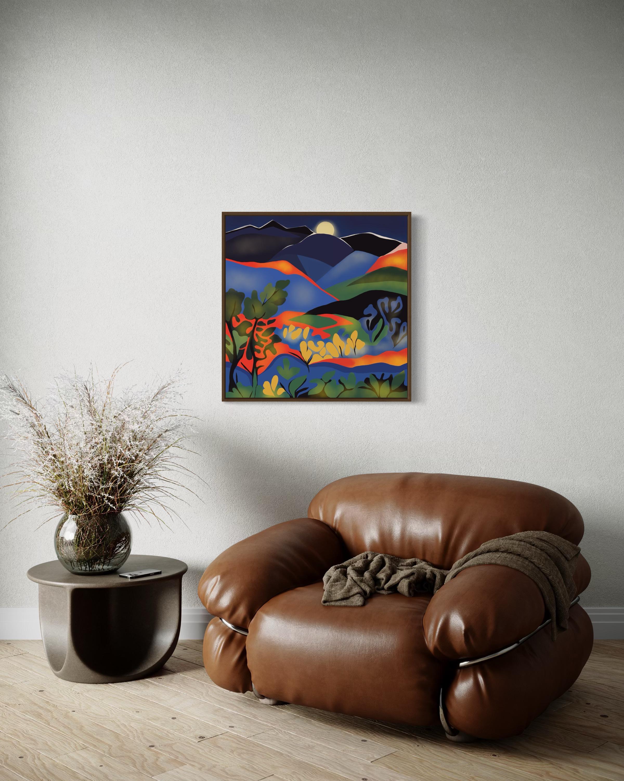 Berglandschaft , 70x70cm, Druck auf Leinwand. Auflage 20 Teile. – Print von Nina Tsoriti