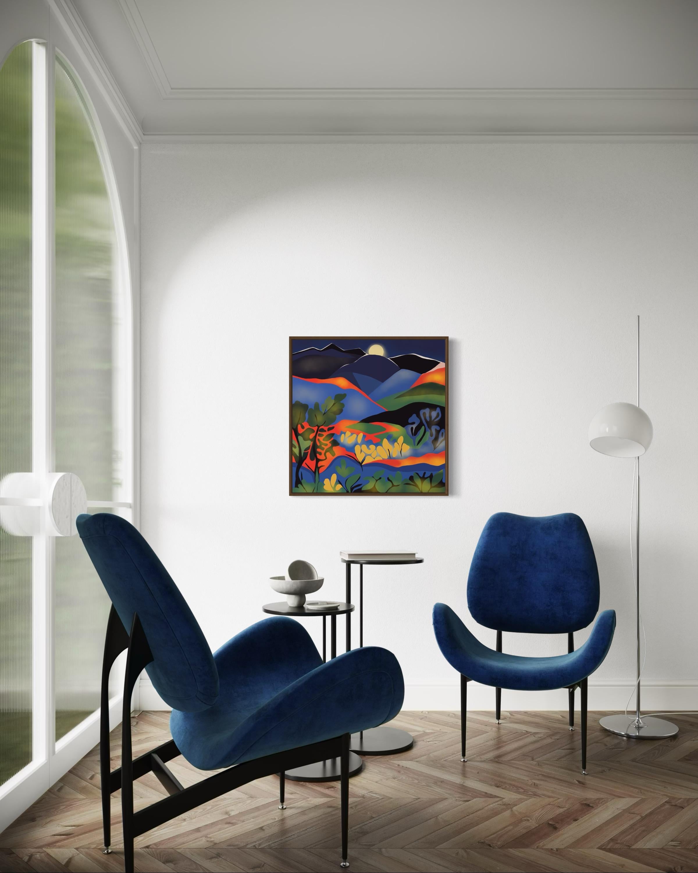 Berglandschaft , 70x70cm, Druck auf Leinwand. Auflage 20 Teile. im Angebot 2