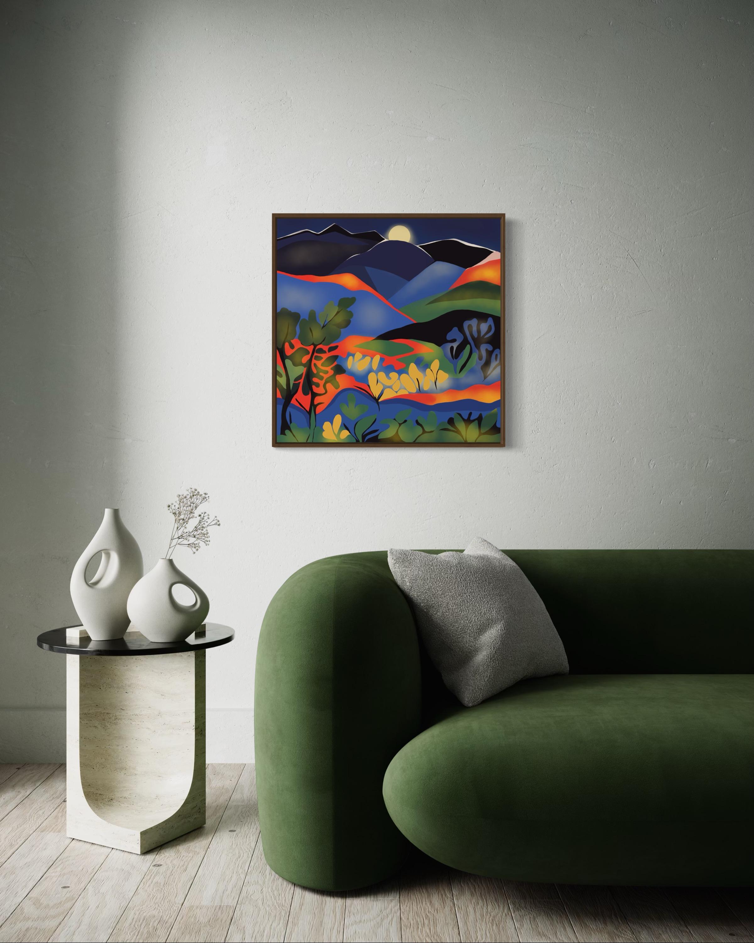 Berglandschaft , 70x70cm, Druck auf Leinwand. Auflage 20 Teile. (Pop-Art), Print, von Nina Tsoriti