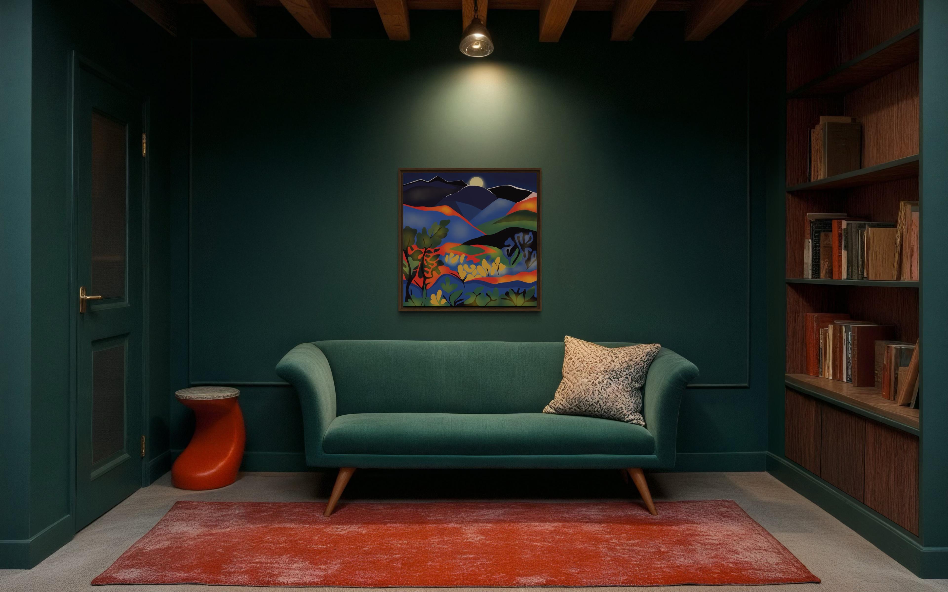 Berglandschaft , 70x70cm, Druck auf Leinwand. Auflage 20 Teile. im Angebot 1