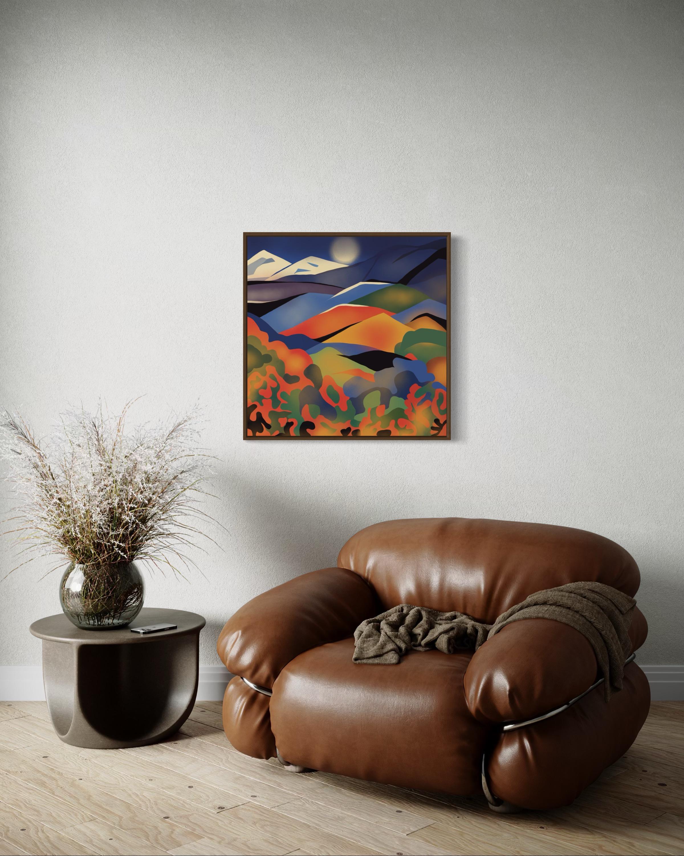 paisaje de montaña , 70x70cm, impresión sobre lienzo.Edición 20 uds. - Print de Nina Tsoriti