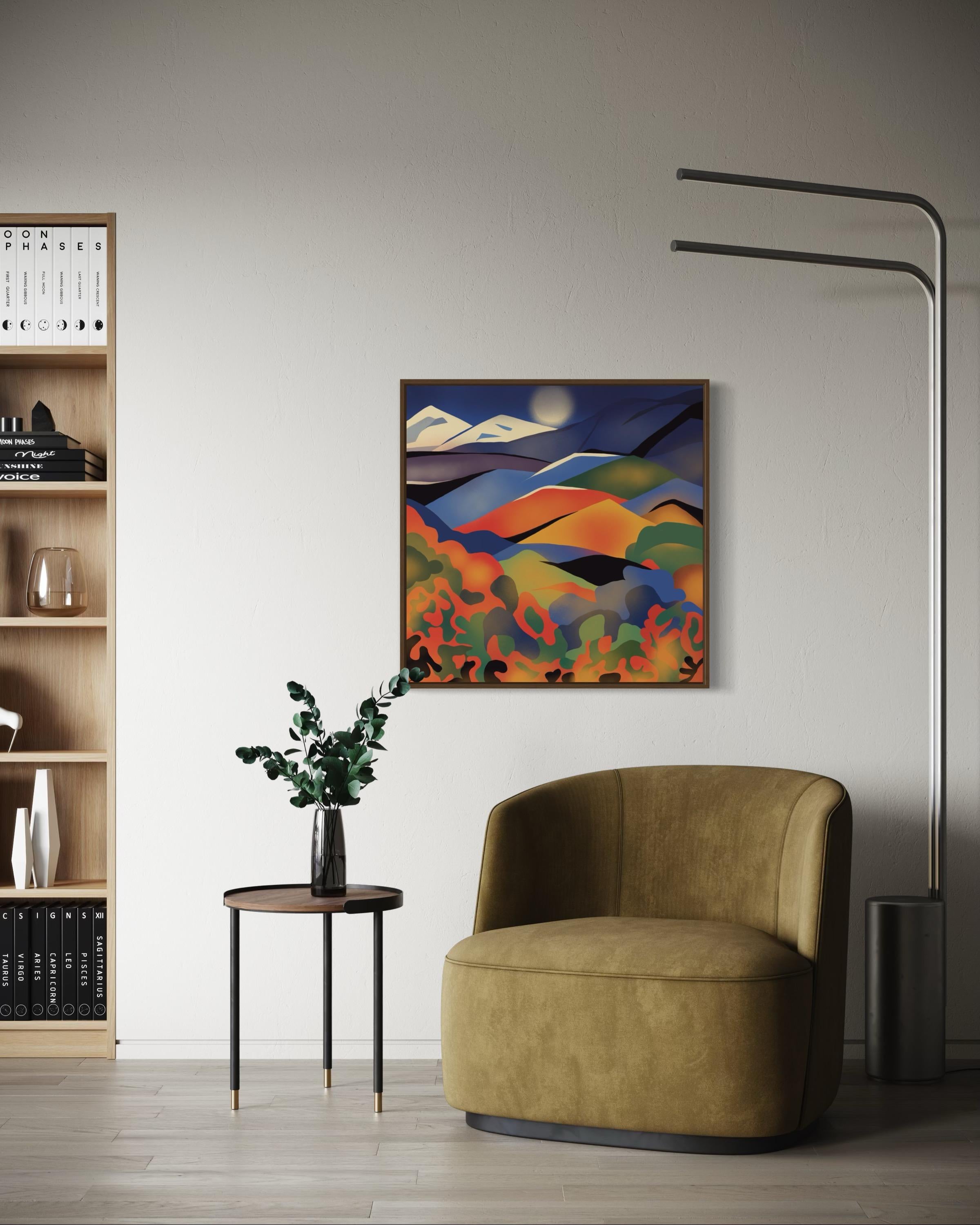 paisaje de montaña , 70x70cm, impresión sobre lienzo.Edición 20 uds. - Still-Life Print Negro de Nina Tsoriti