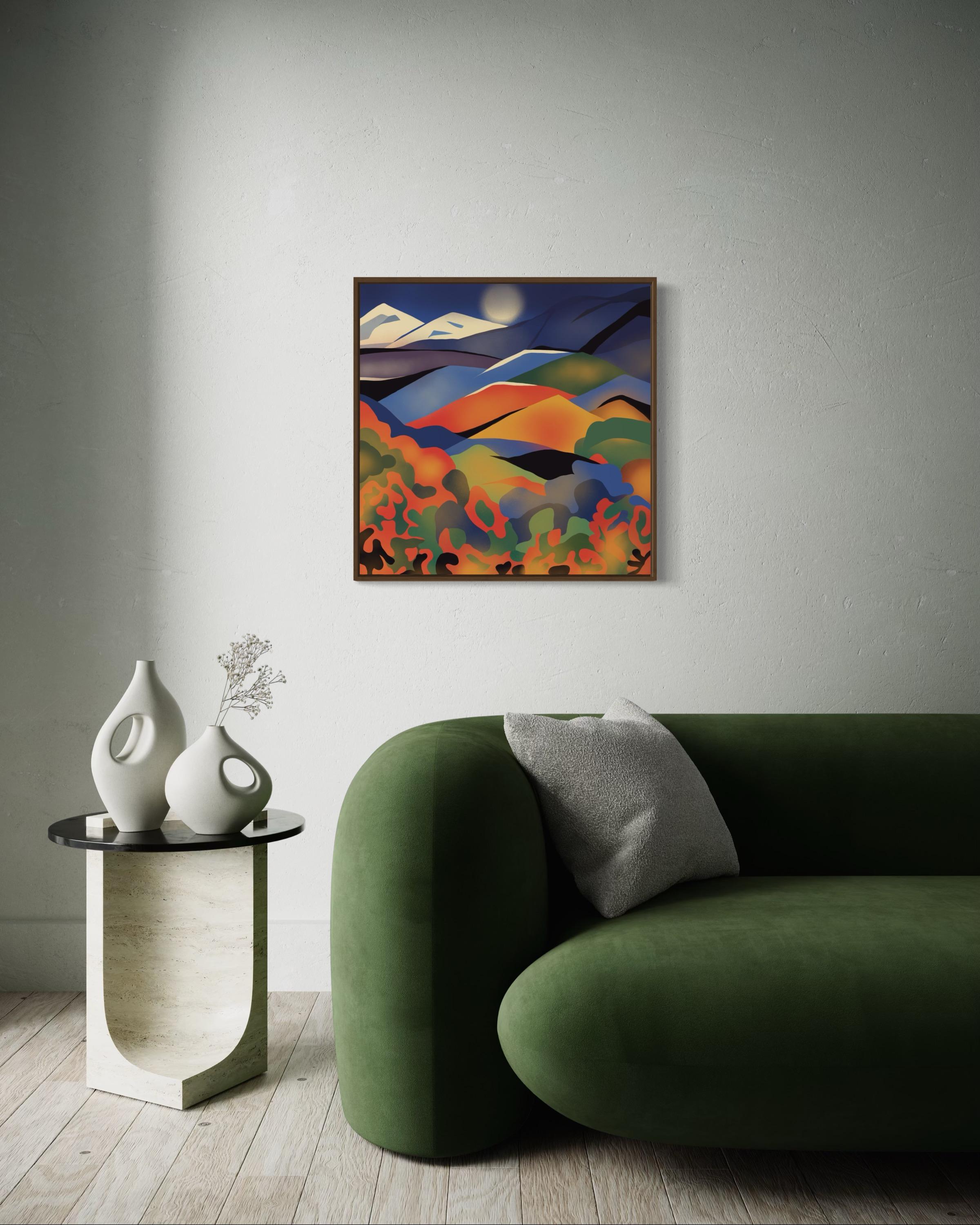 paisaje de montaña , 70x70cm, impresión sobre lienzo.Edición 20 uds. - Print Arte pop de Nina Tsoriti