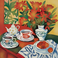 Rotes Stilleben, 70x70cm, Druck auf Leinwand, Auflage 20 Stück.