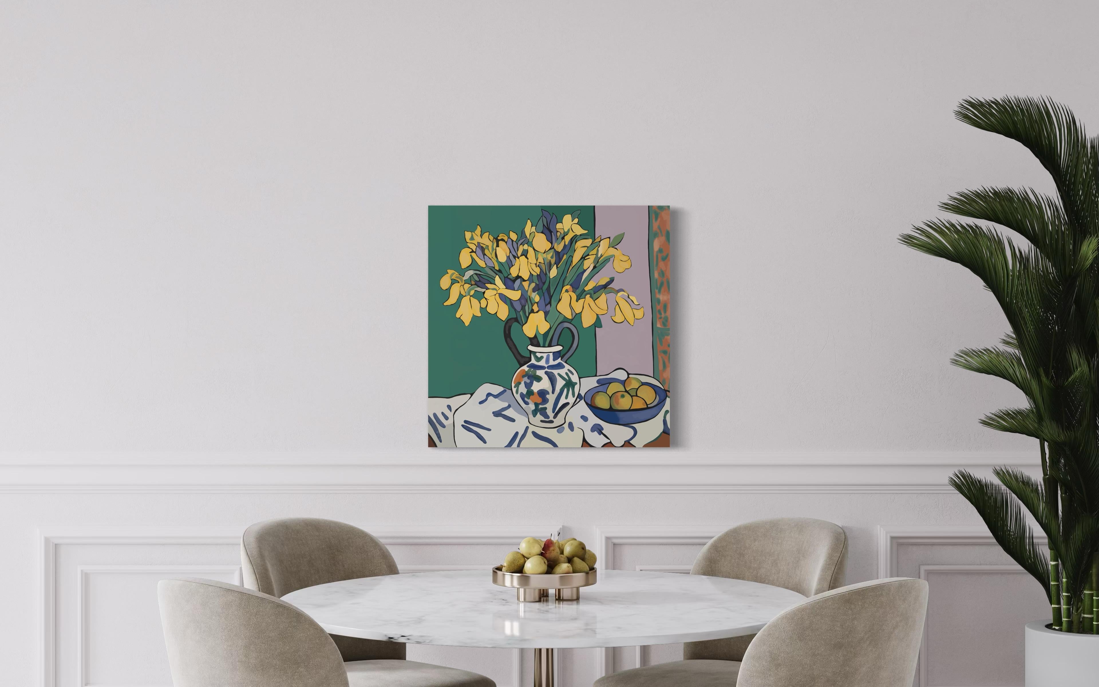 Bodegón con lirios , 70x70cm, impresión sobre lienzo.Edición 20 uds. - Print Arte pop de Nina Tsoriti