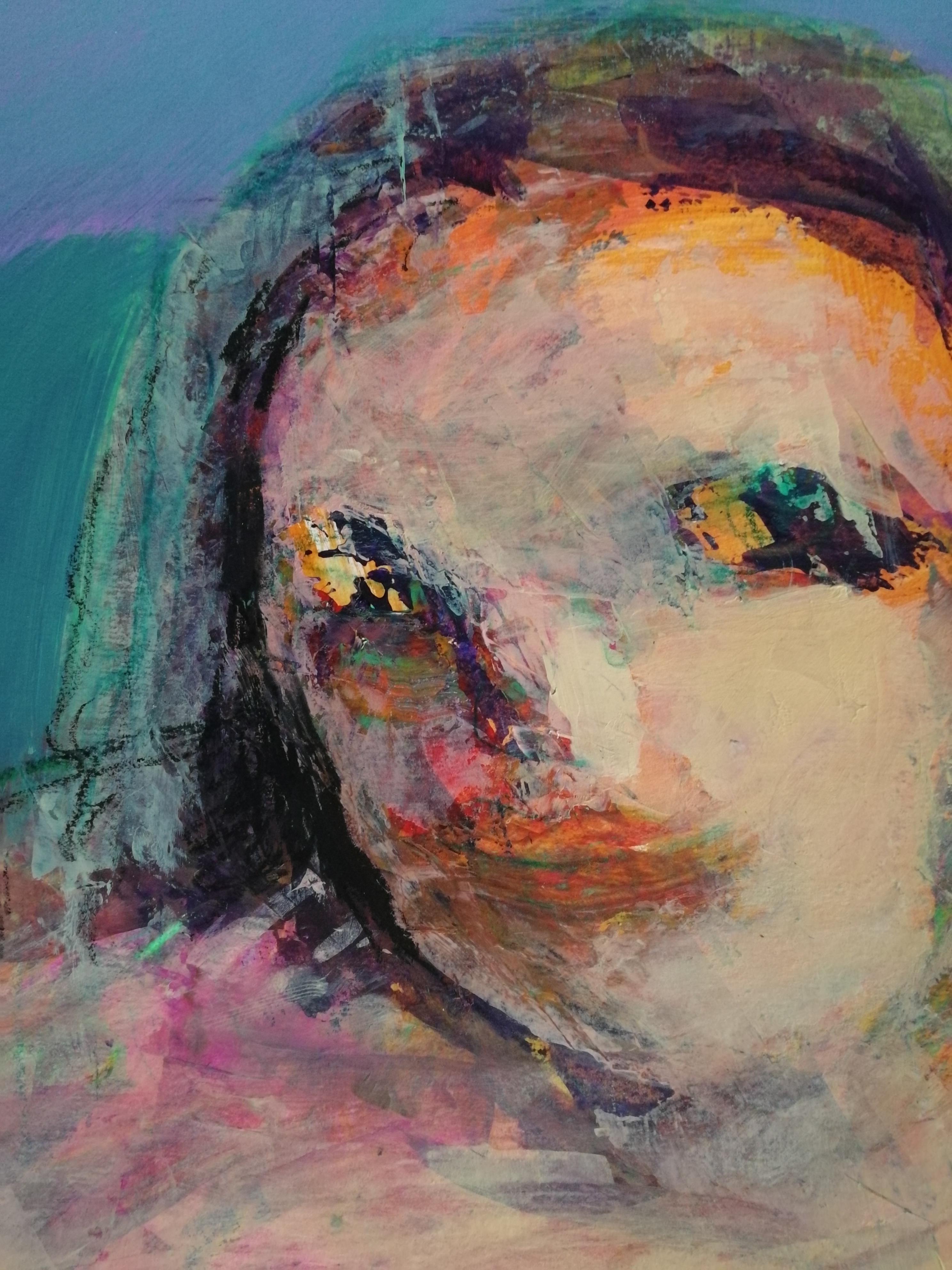 Abrazo, 54x39cm, acrílico, papel - Art Abstracto de Elena Naushirvanova 