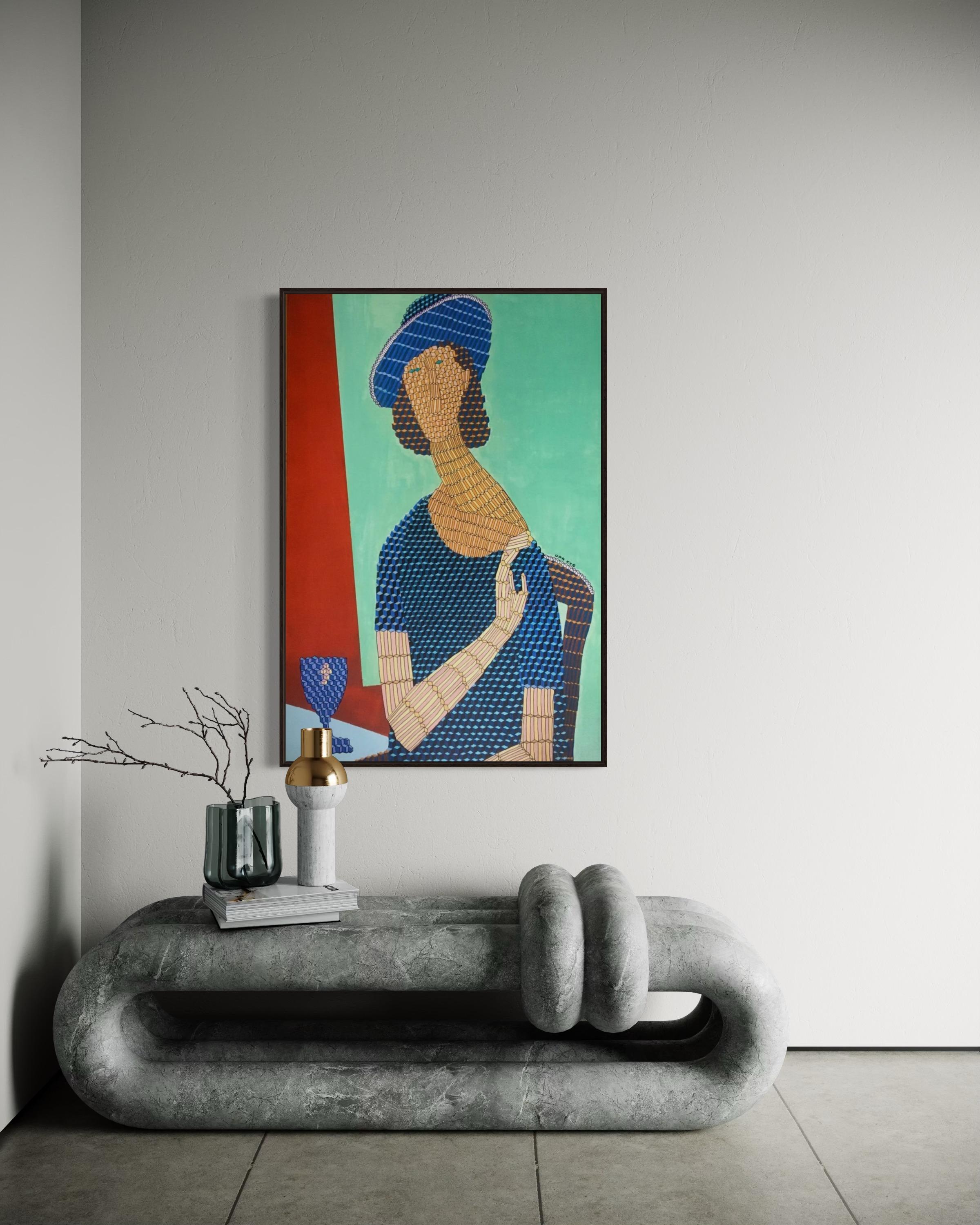 Tavolo per uno, 120x80cm, acrilico su tela in vendita 1