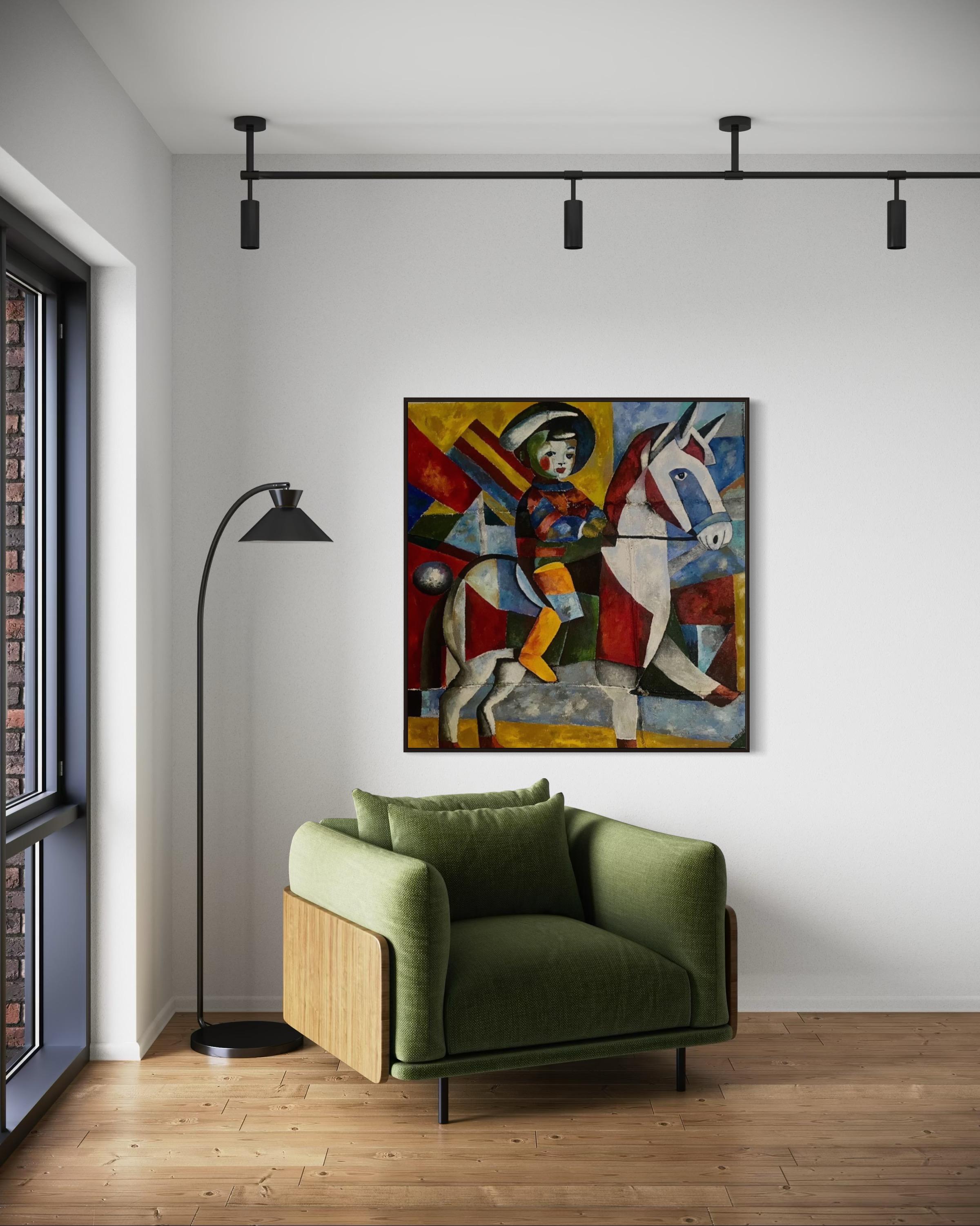 On the fifth horse, 120x120 cm, Oil, Coffee bag, Sand For Sale 5