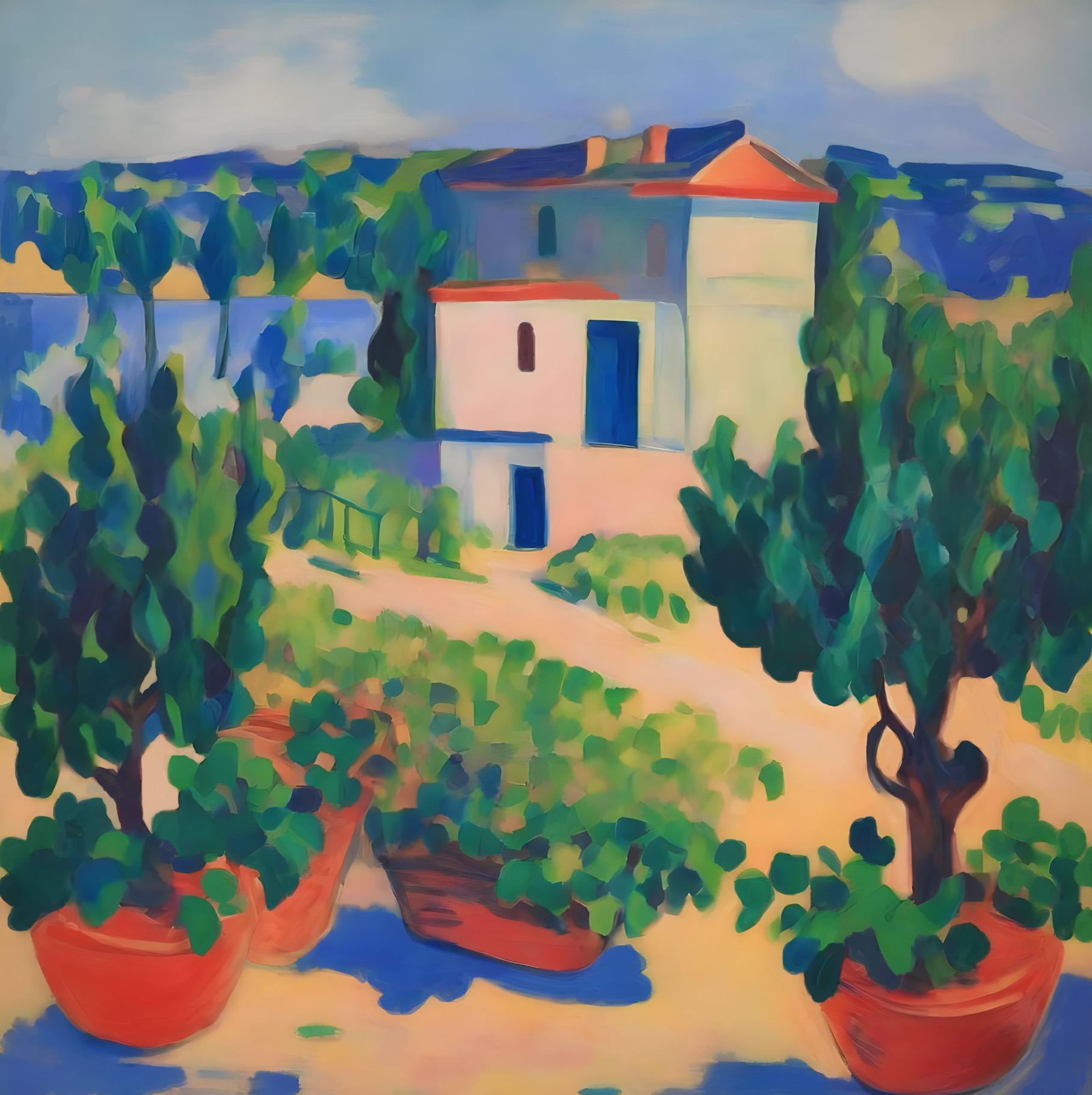 Chateau , 50x50cm, Druck auf Leinwand. Auflage 20 Teile. – Print von Nina Tsoriti