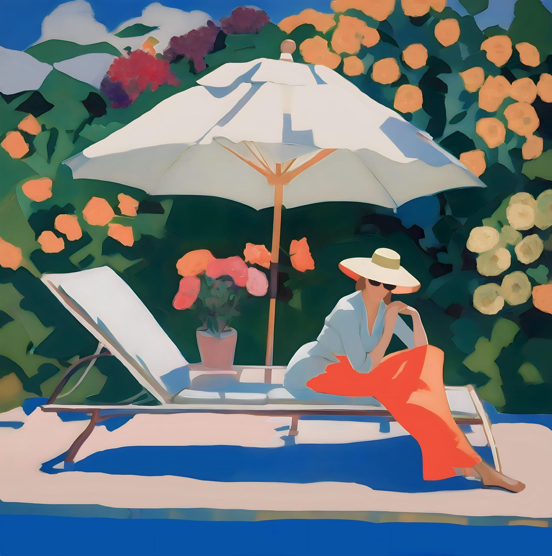 Sommerzeit, 70x70cm, Druck auf Leinwand. Auflage 20 Teile. – Print von Nina Tsoriti