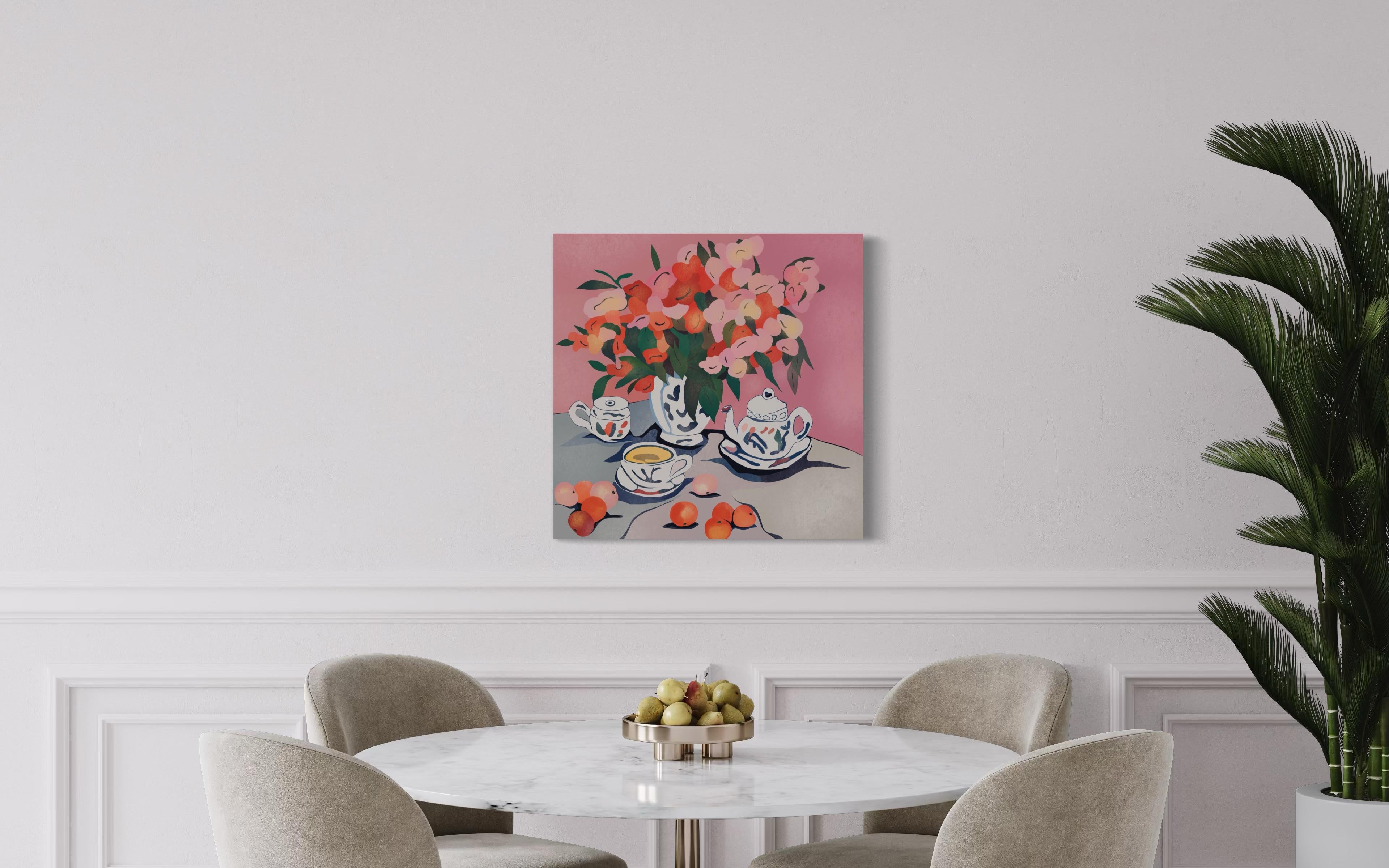 Bodegón rosa , 70x70cm, impresión sobre lienzo.Edición 20 uds. - Print Arte pop de Nina Tsoriti