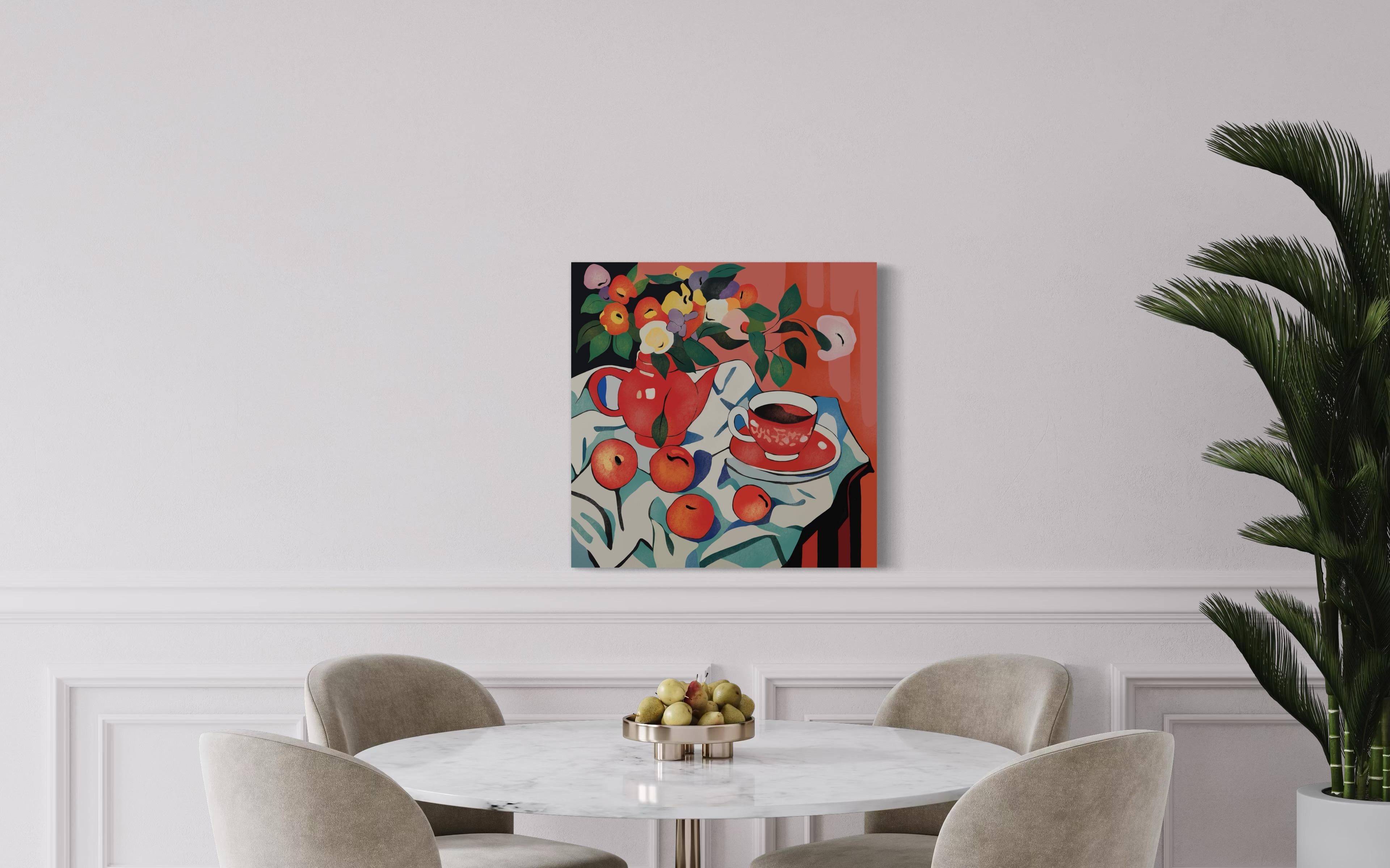 Natura morta rossa, 70x70cm, stampa su tela. Edizione 20 pezzi. - Art Pop Art di Nina Tsoriti
