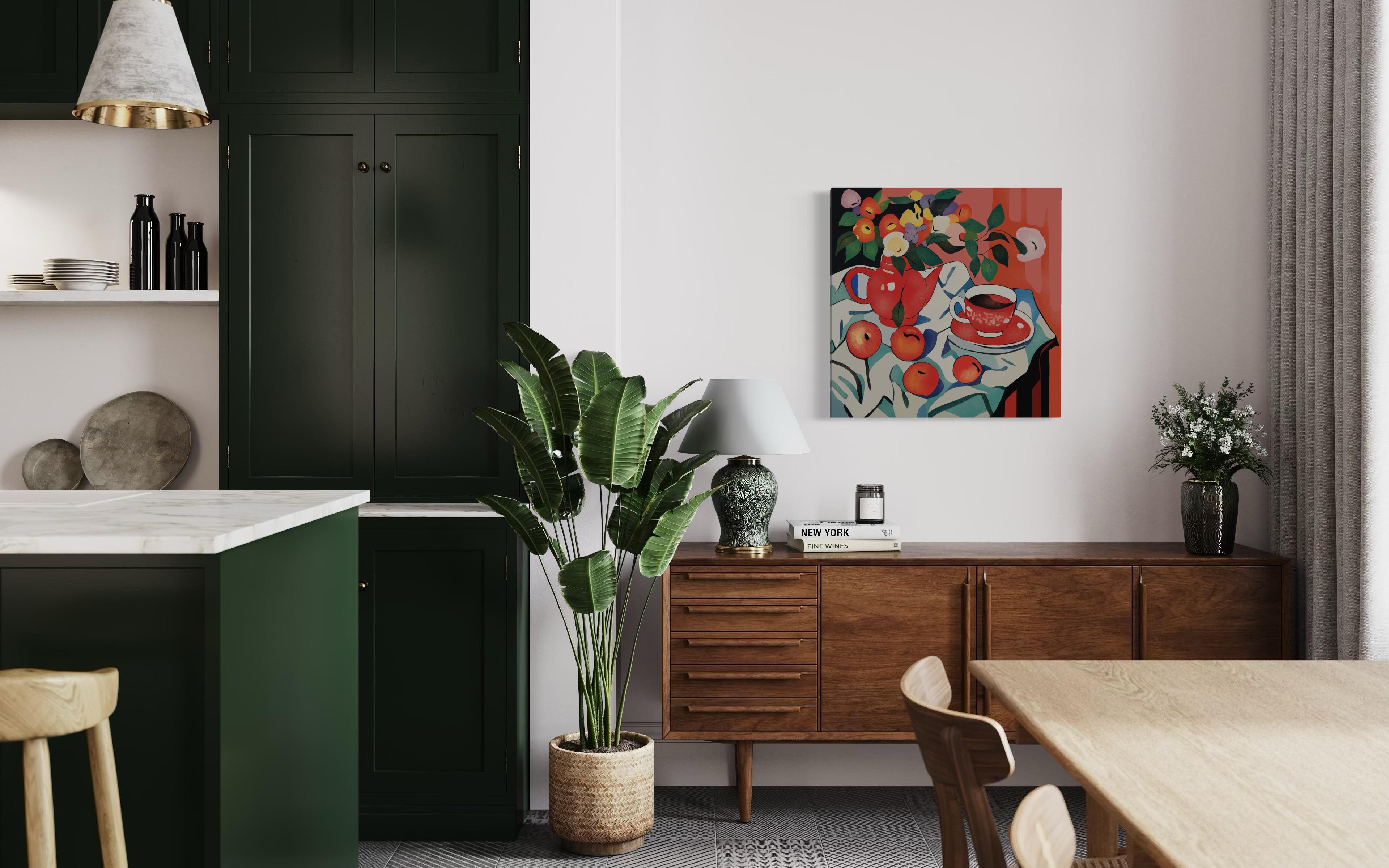 Natura morta rossa, 70x70cm, stampa su tela. Edizione 20 pezzi. in vendita 1