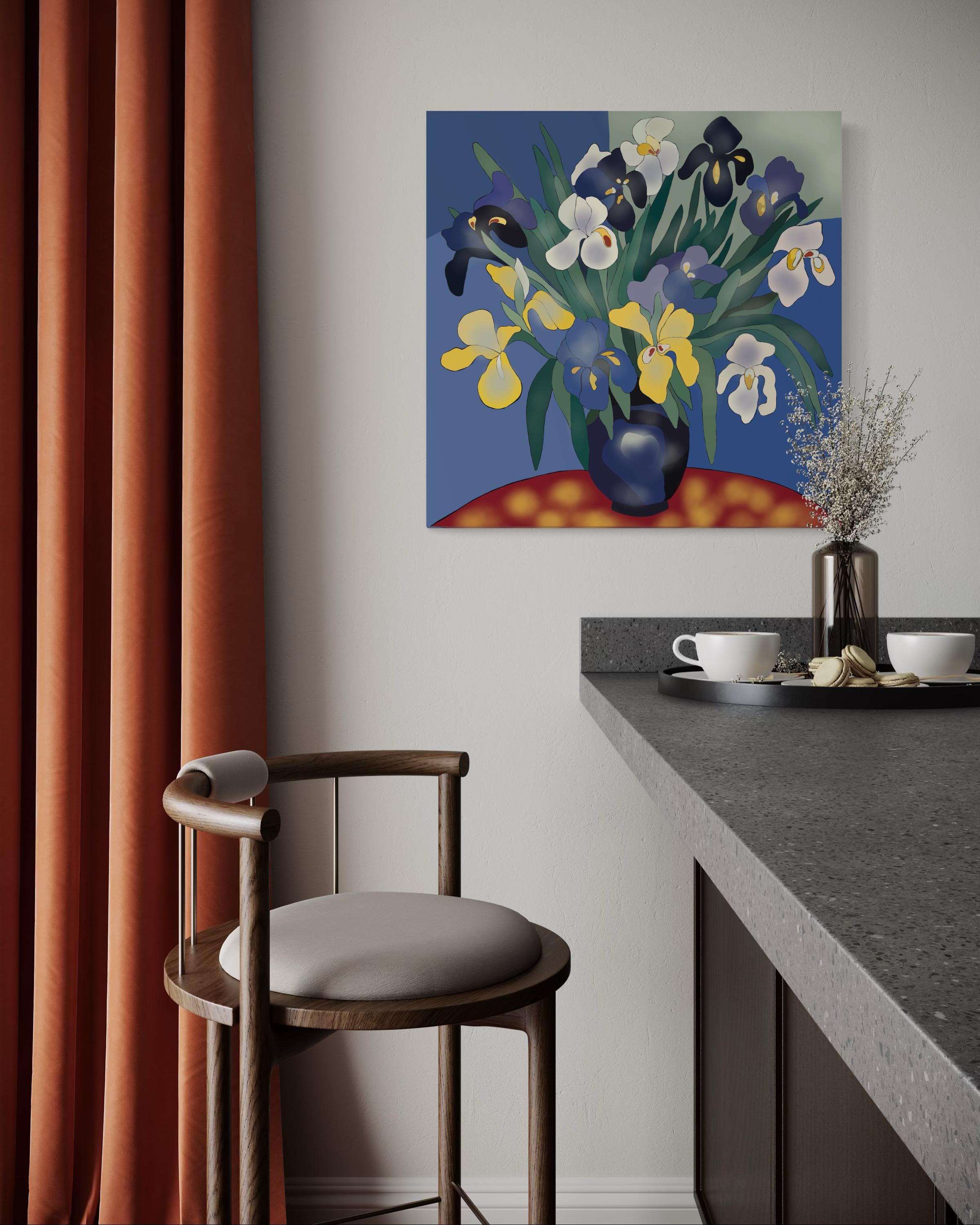 Bodegón con lirios , 70x70cm, impresión sobre lienzo.Edición 20 uds. en venta 1