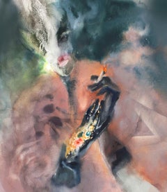 Smoke break, 55x48 cm, watercolor, paper