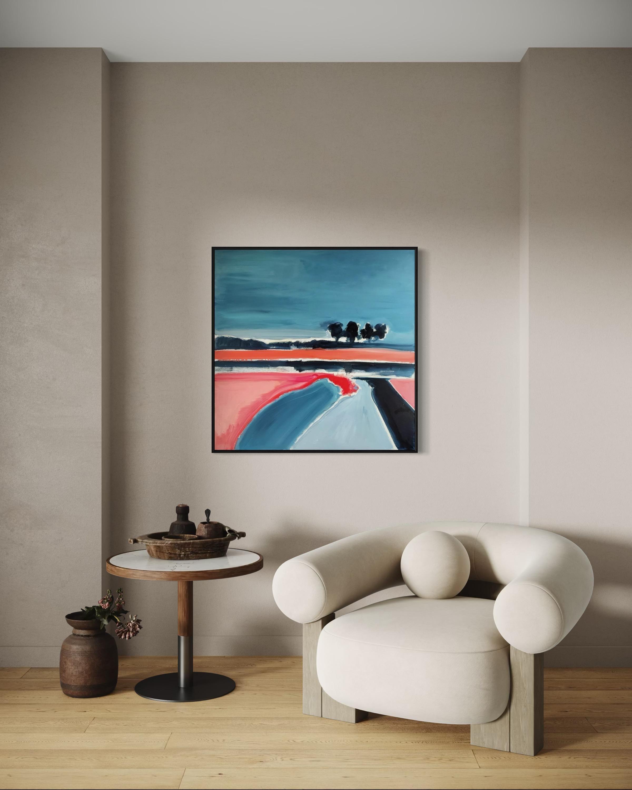 lago tranquillo, 100x100 cm, olio, tela in vendita 2