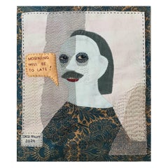 Cuadro blando "La mañana será demasiado tarde", 2024 Textil 35x45cm, bordado