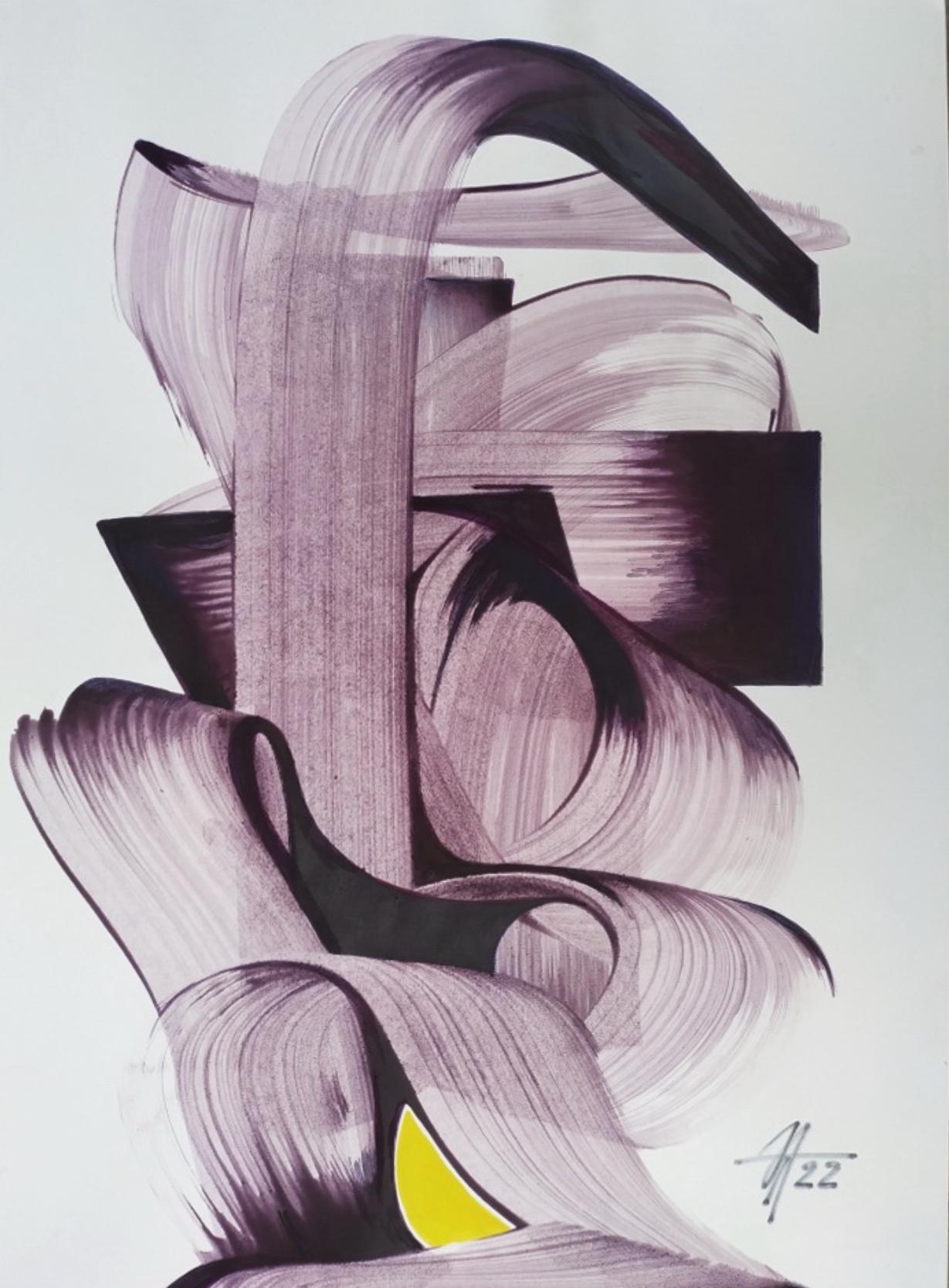Serie "Conchas", 42 x 30 cm, acrílico sobre papel - Art de Tatiana Nega