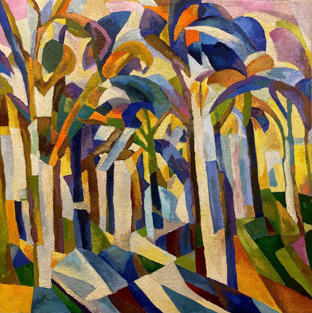 Mi bosque, 100x100cm, lienzo, óleo, arena - Painting de Tanya Brodskaya