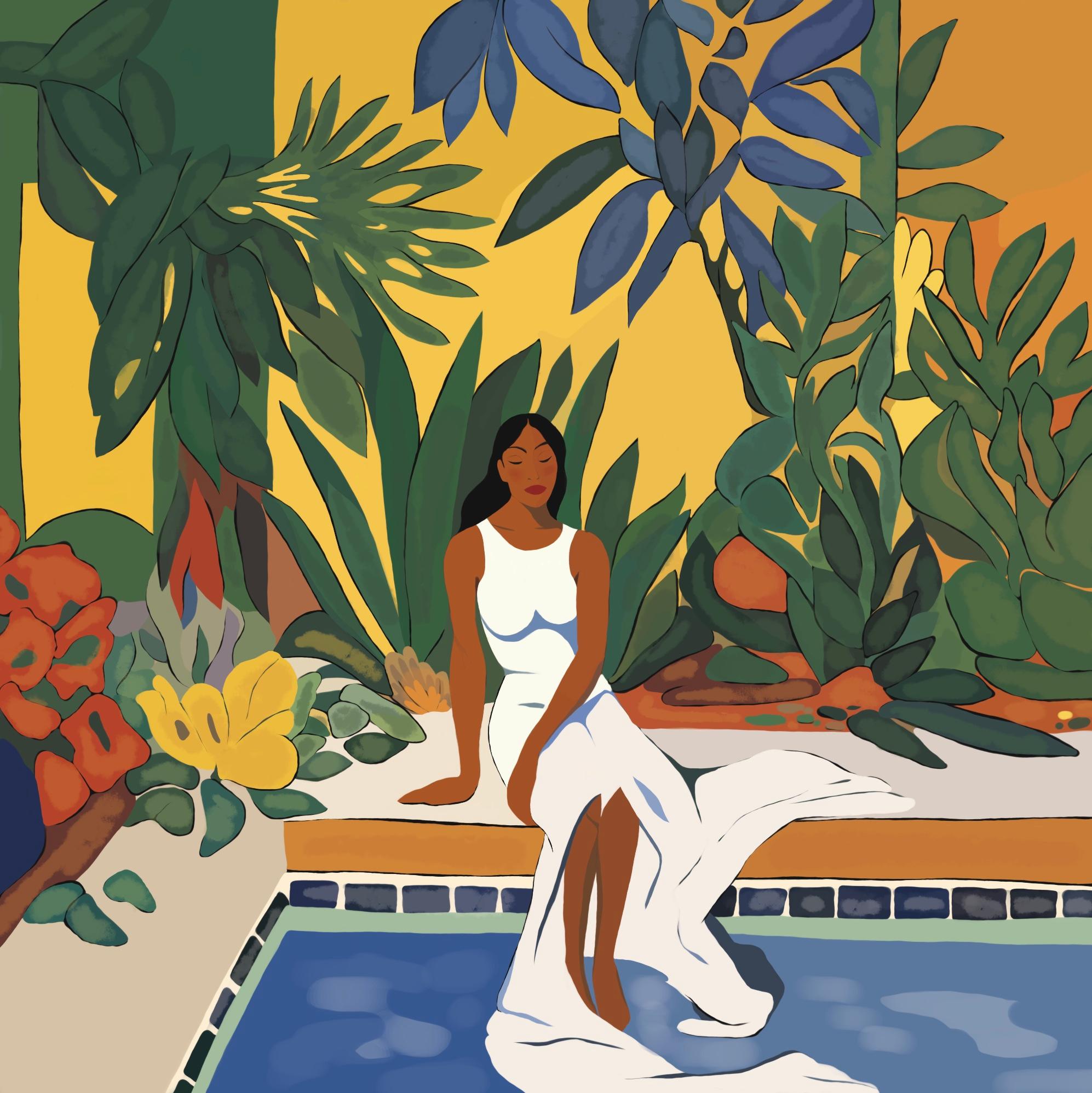 Tempo d'estate , 70x70cm, stampa su tela. Edizione 20 pezzi. - Print di Nina Tsoriti