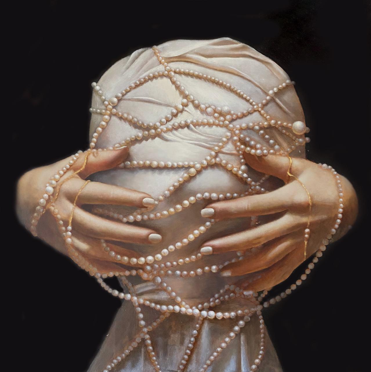 Figurative Painting de Arina Korzhikova - Oculto, 60x60cm, óleo sobre lienzo