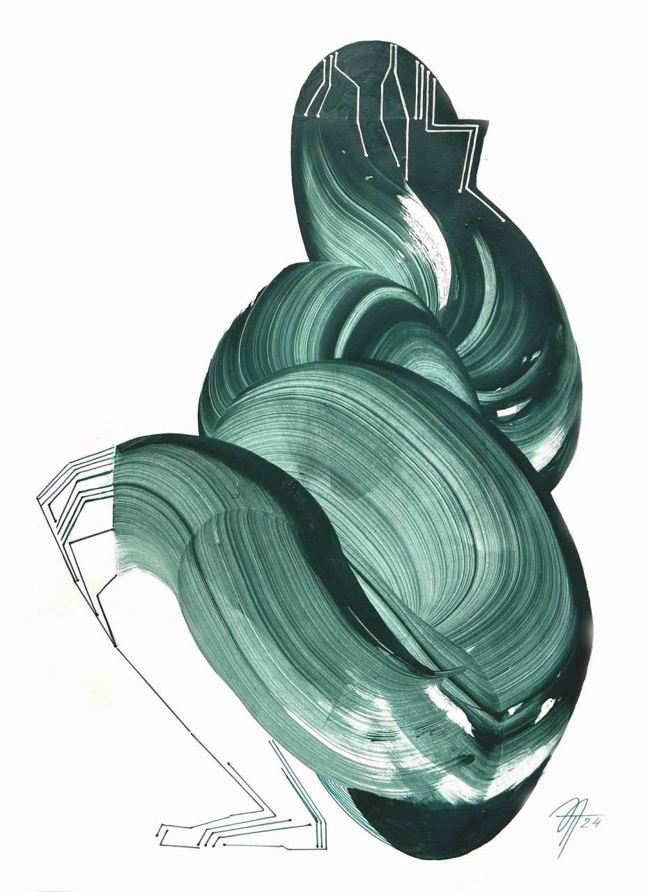 Abstract Drawing de Tatiana Nega - serie "Configuraciones atípicas", 42x30 cm, acrílico sobre papel
