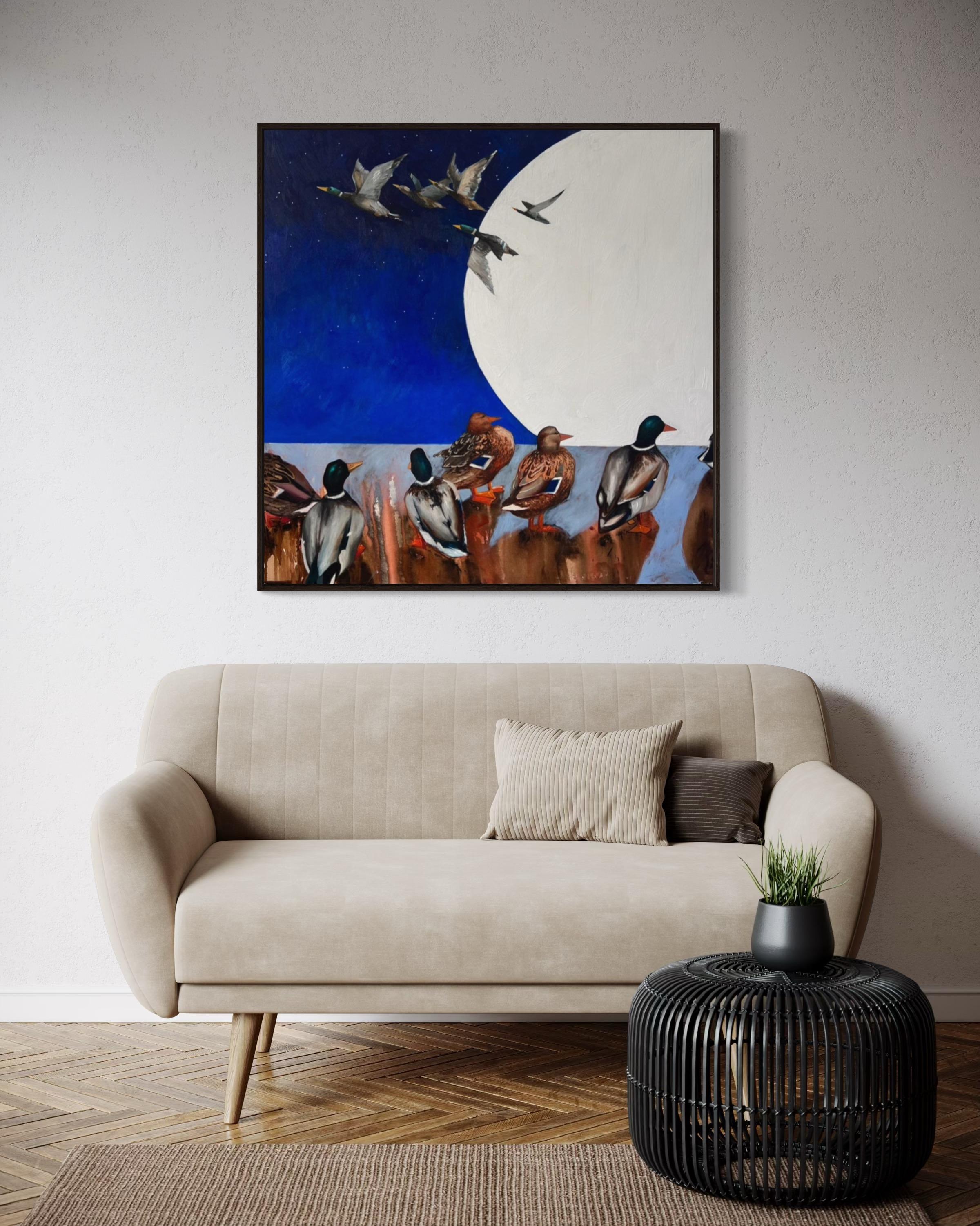 waxing moon, 100x100 cm, oil on canvas - Contemporary Art by Elizeveta Pugacheva